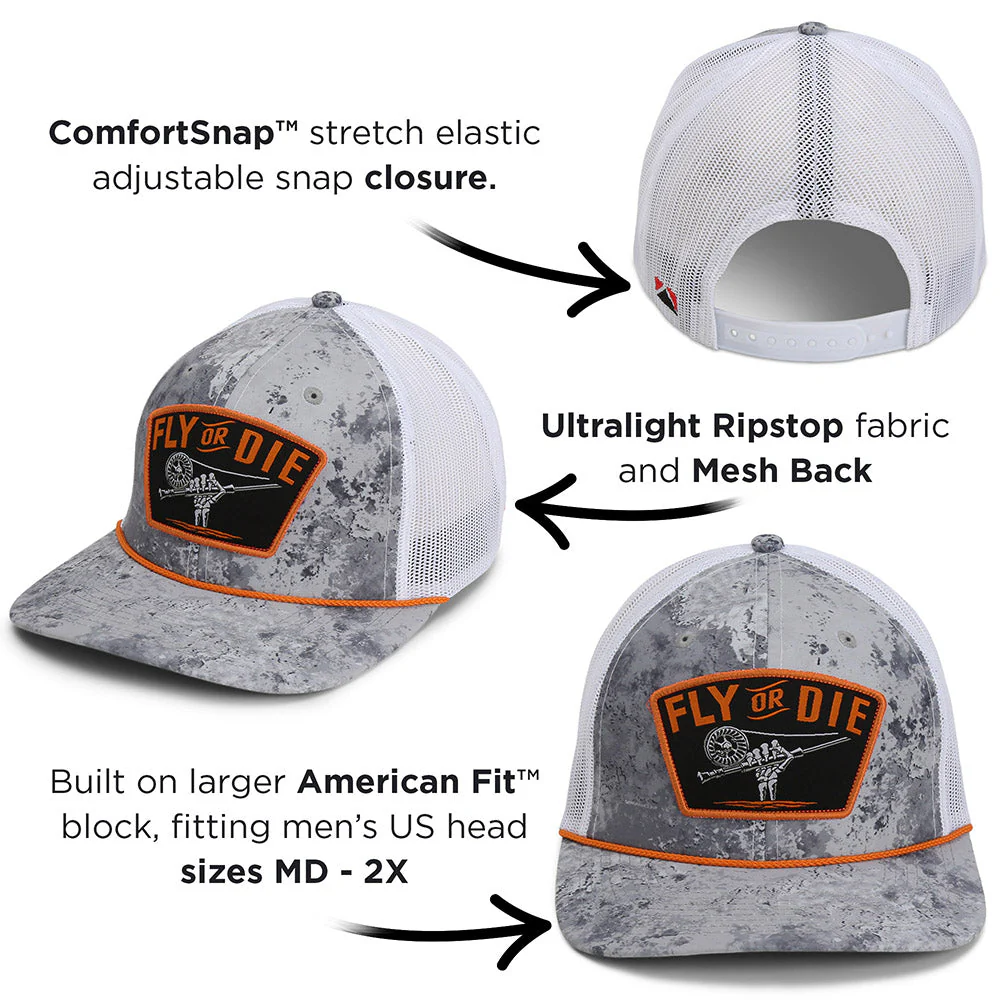 Fly or Die Hat Fly Fishing Mesh Back Rope Cap - Image 12