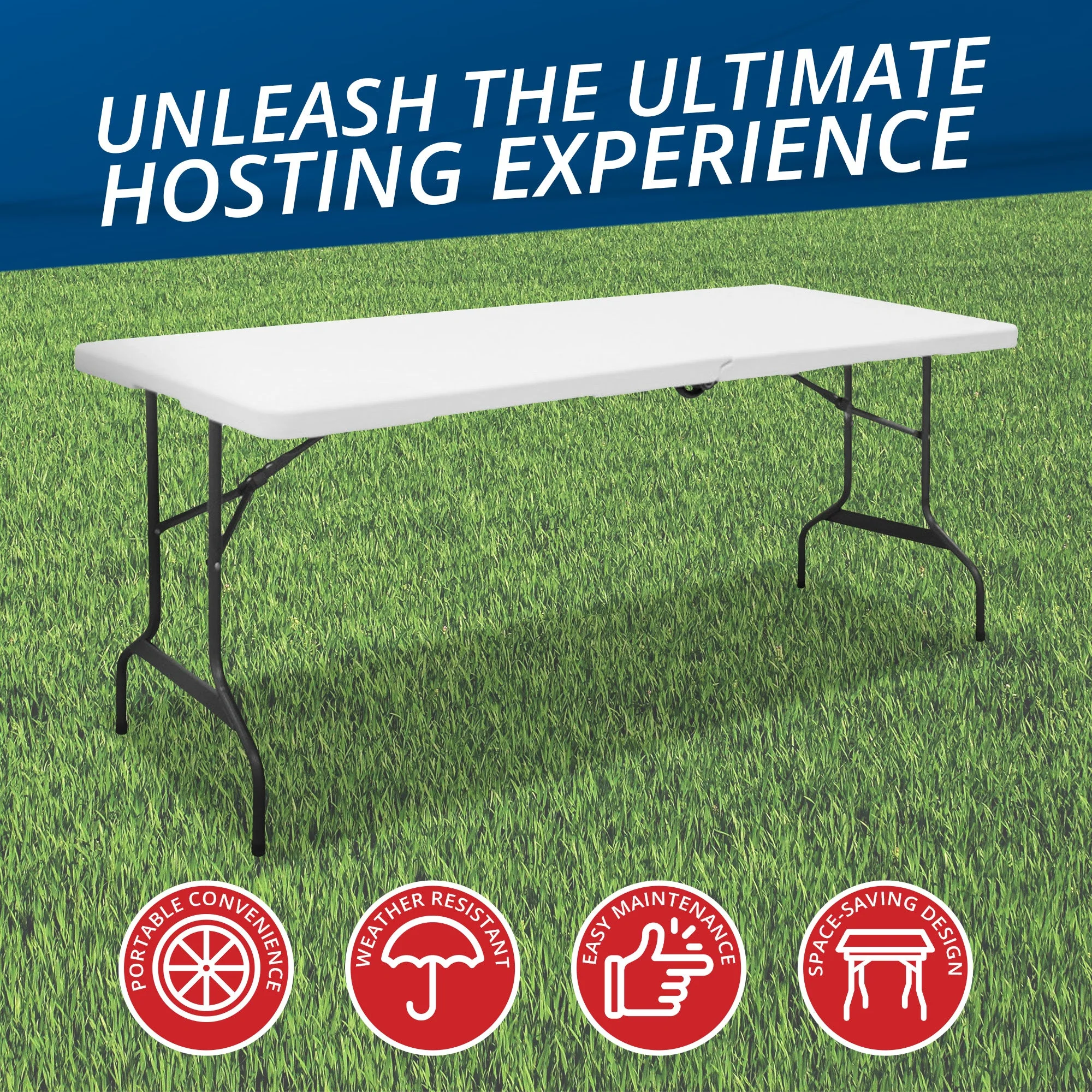 Folding Chair 30 x 72 Inch Powder Coated Modern Deluxe Foldable Banquet Table - Image 2