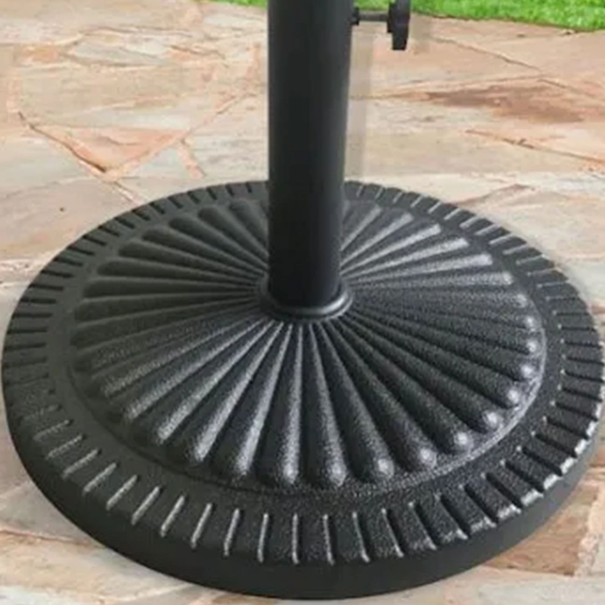 Four Seasons Courtyard 22 Inch Umbrella Base Fits Up To 2" Umbrella Pole, Black - Image 4