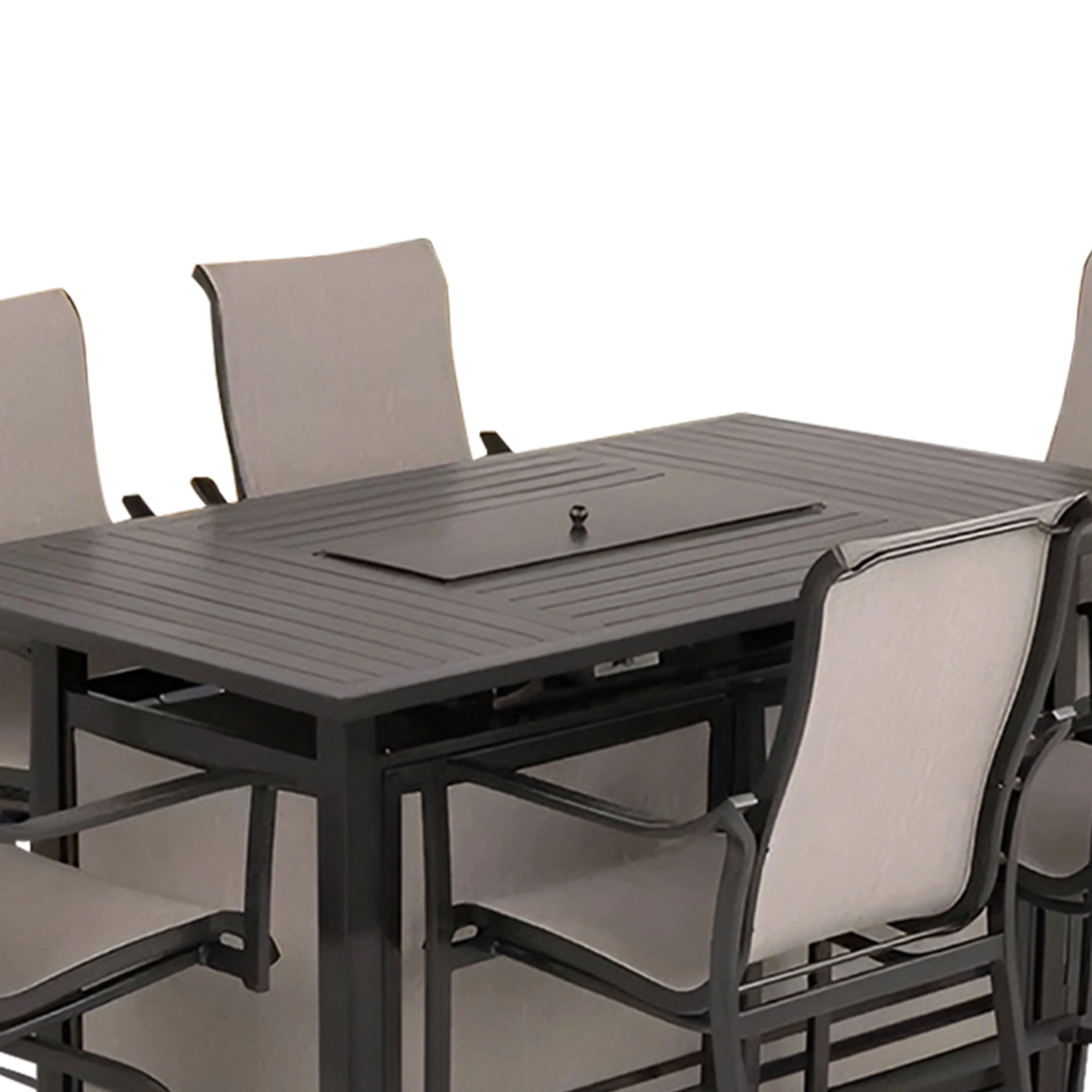 Four Seasons Courtyard Manhattan 6 Piece Patio High Chair Dining Furniture, Gray - Image 6