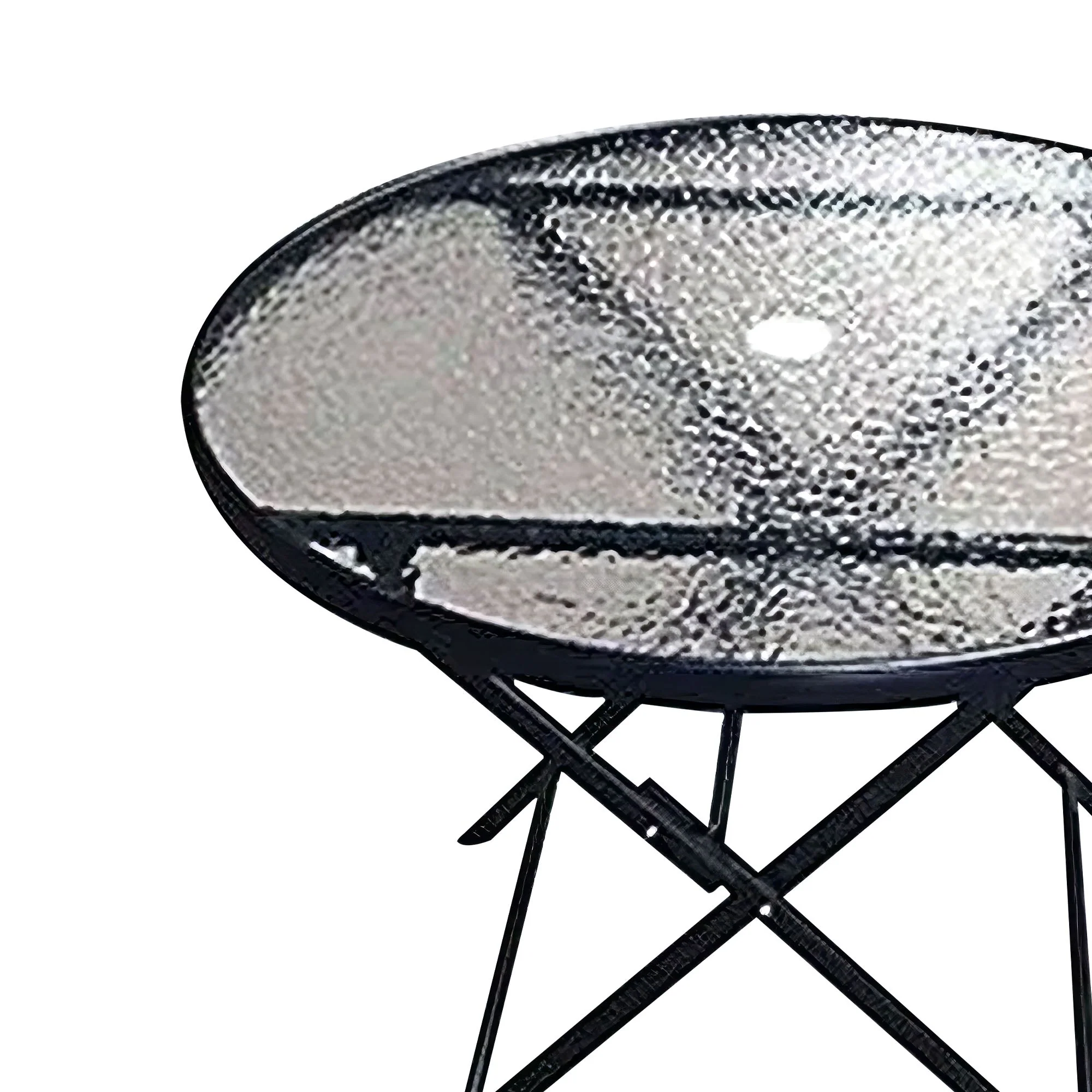 Four Seasons Courtyard Marbella Glass Top Dining Table with Umbrella Hole, Black - Image 7