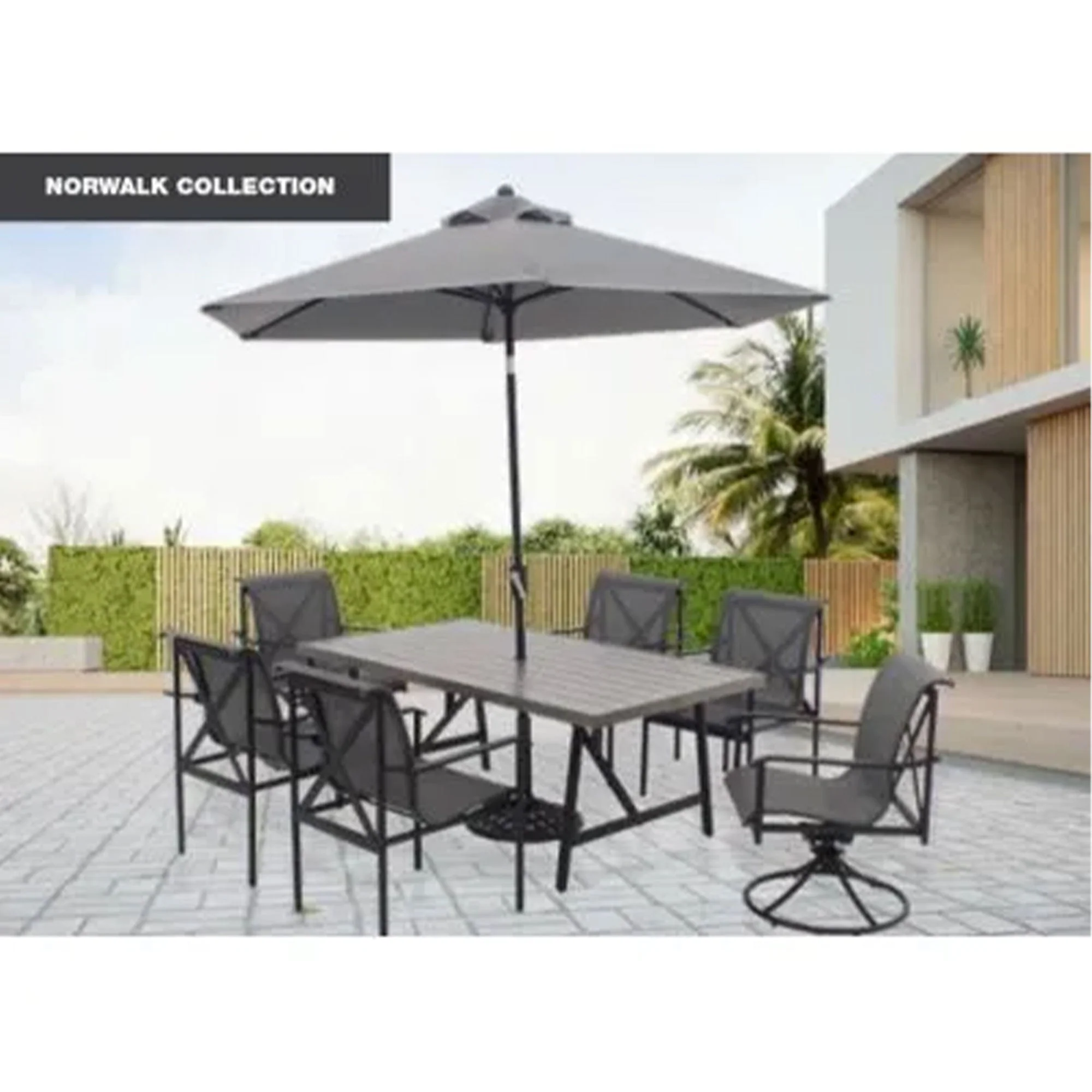 Four Seasons Courtyard Norwalk Slat Top Aluminum All Weather Patio Dining Table - Image 8