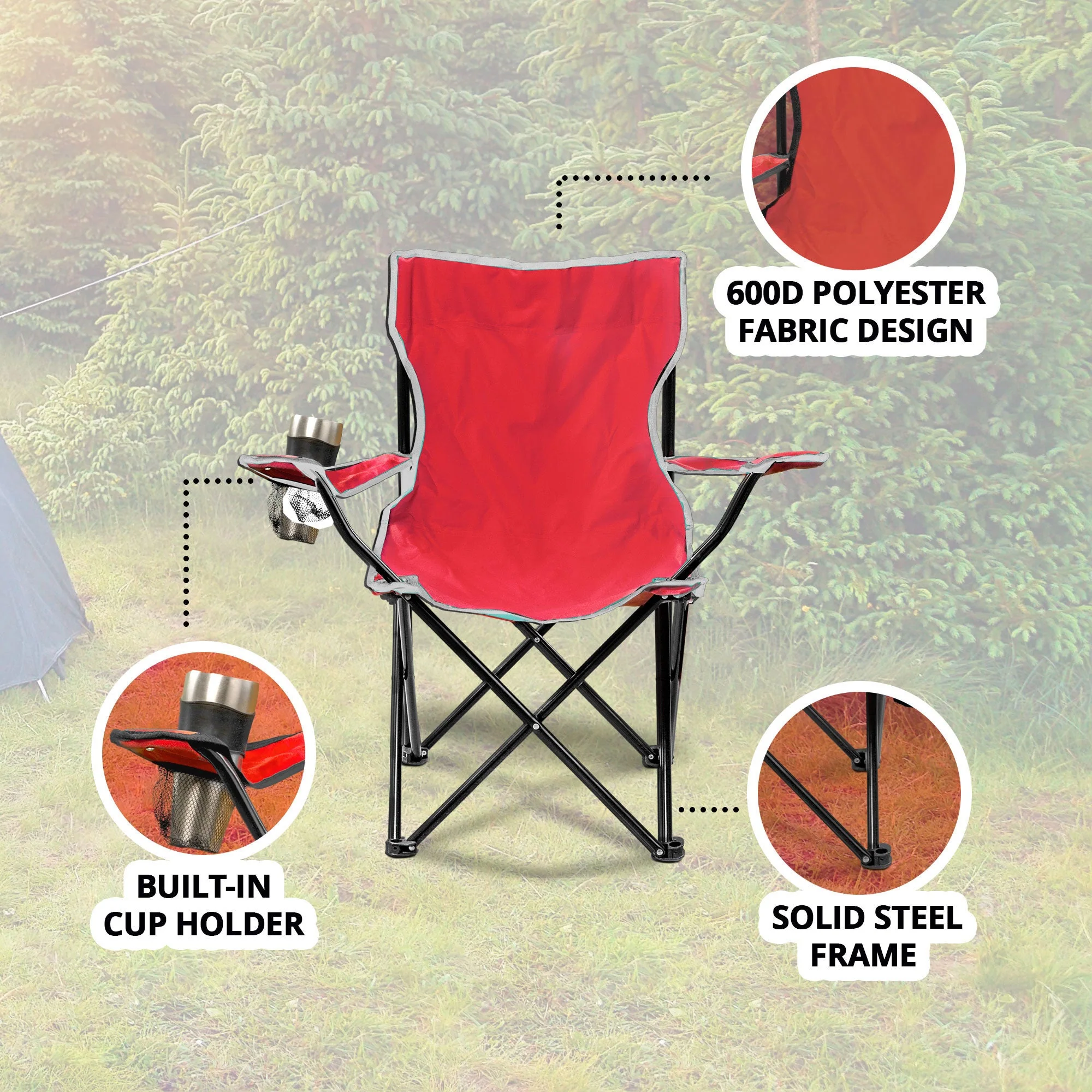 Four Seasons Courtyard Self-Enclosing Lightweight Quad Chair, Multicolor(6 Pack) - Image 3