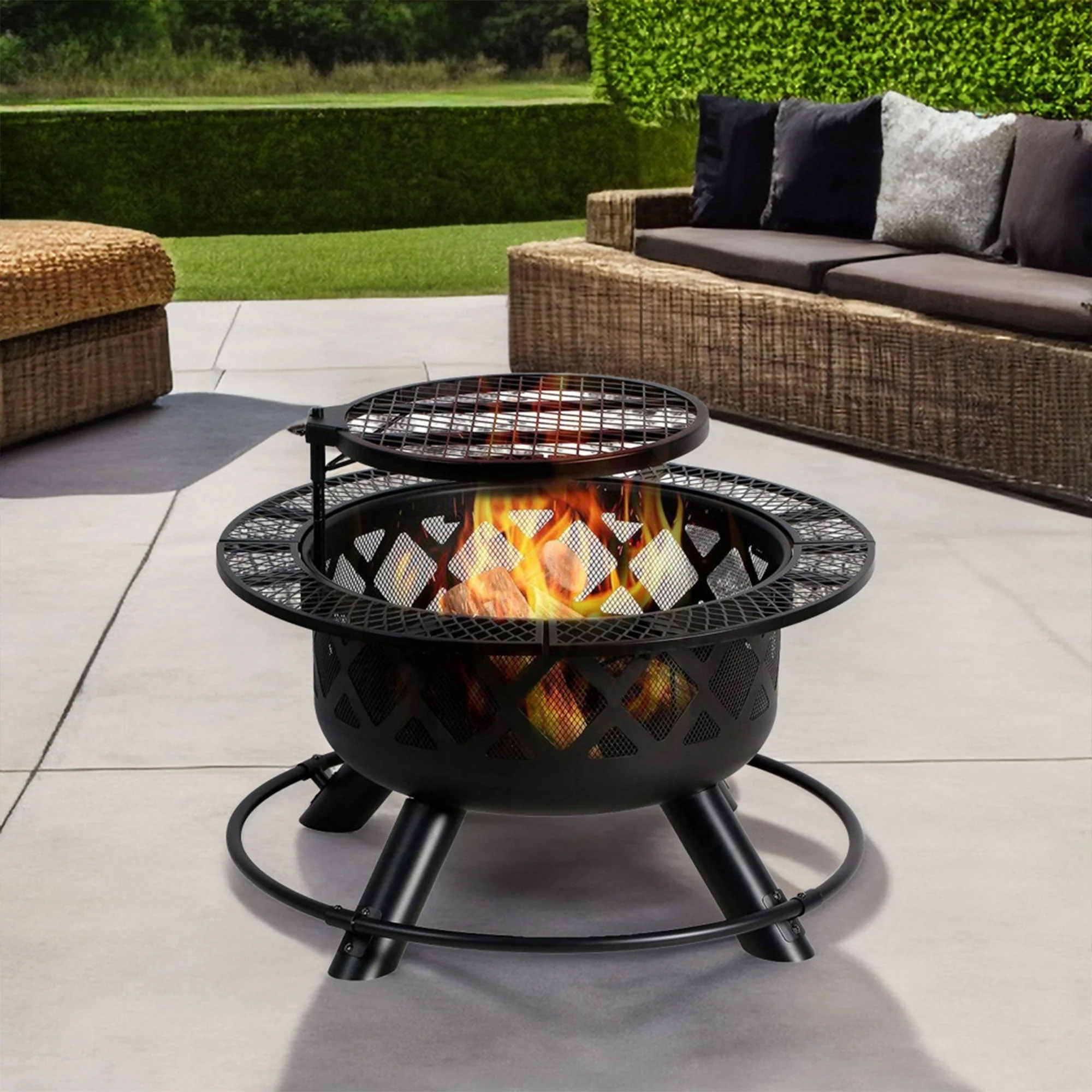 Four Seasons Courtyard Wood Burning Outdoor Fire Pit Backyard Patio Fireplace - Image 7