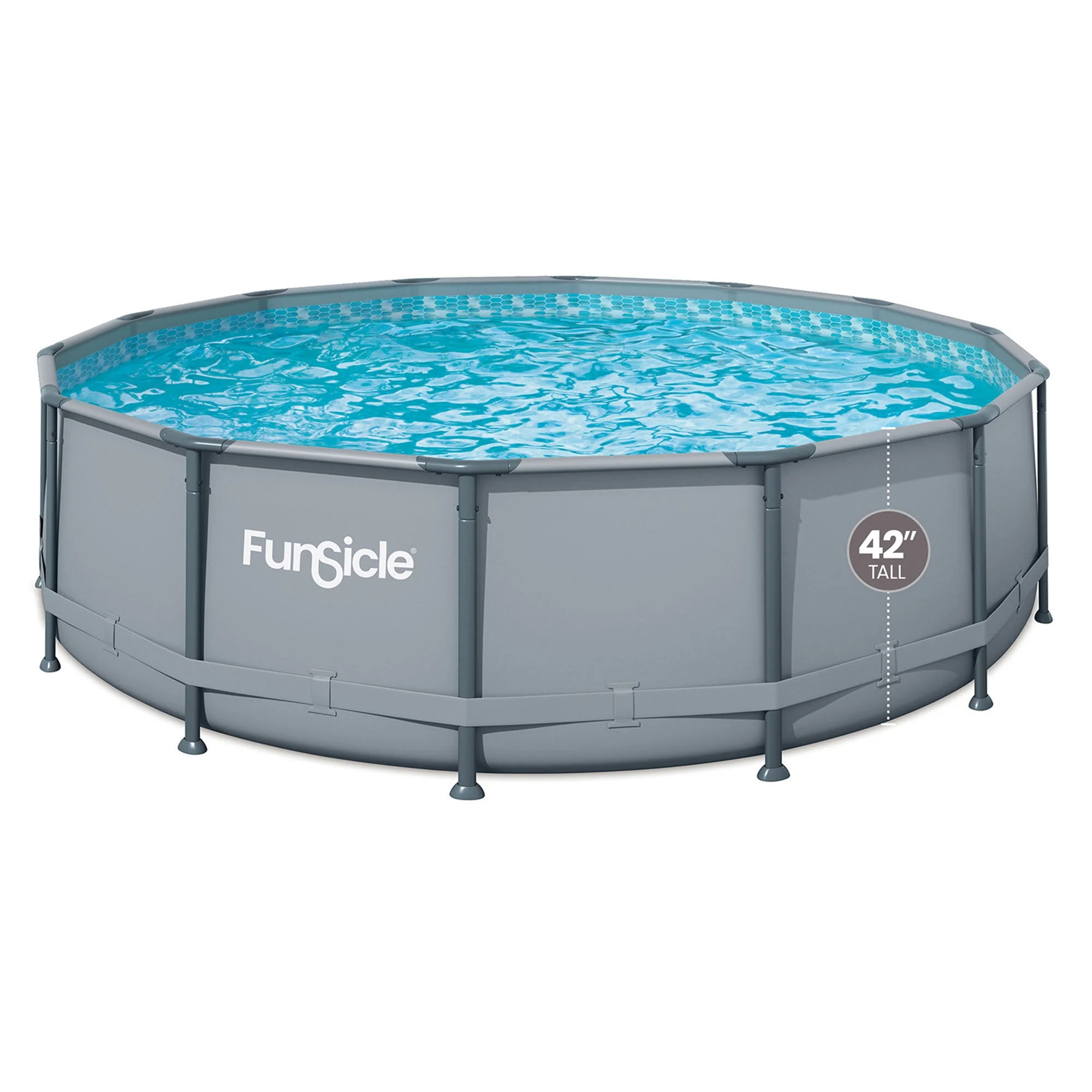 Funsicle 14' x 42" Oasis Round Frame Swimming Pool with 14' Debris Cover, Gray - Image 6