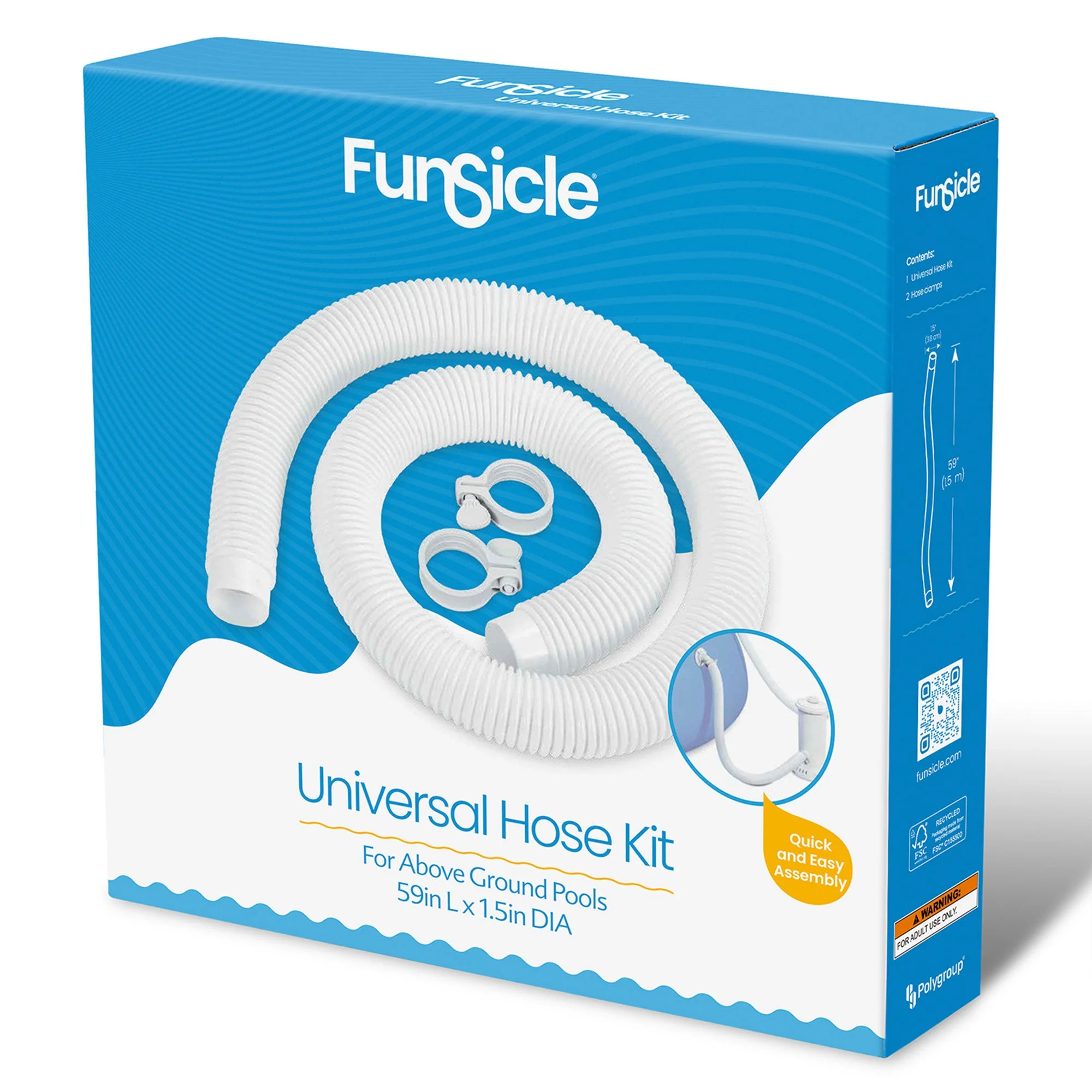 Funsicle 59"x1.5" Universal Replacement Hose Kit for Above Ground Swimming Pool - Image 7