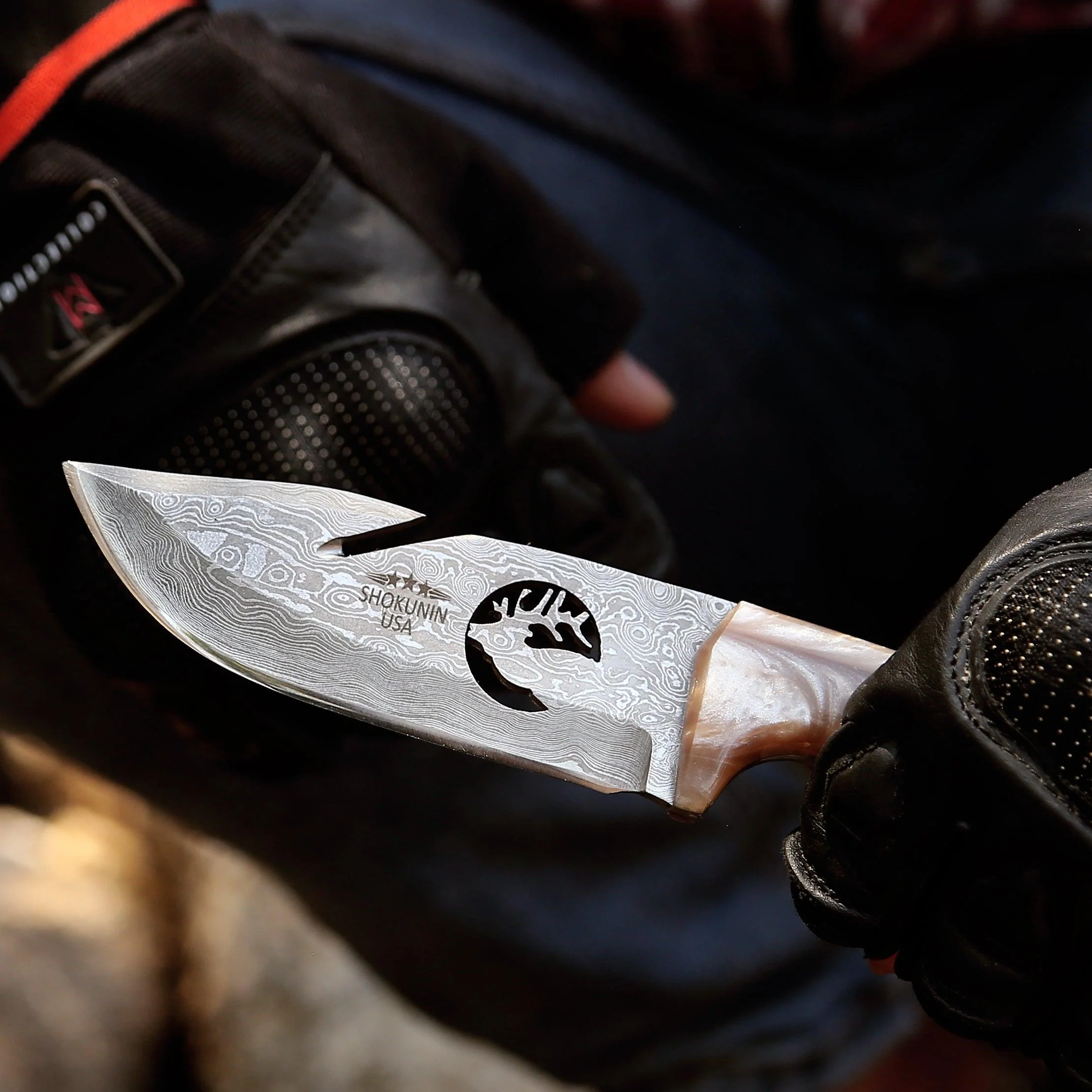 Fusion Gut Hook Hunting Knife with Mother of Pearl Handle - Image 5