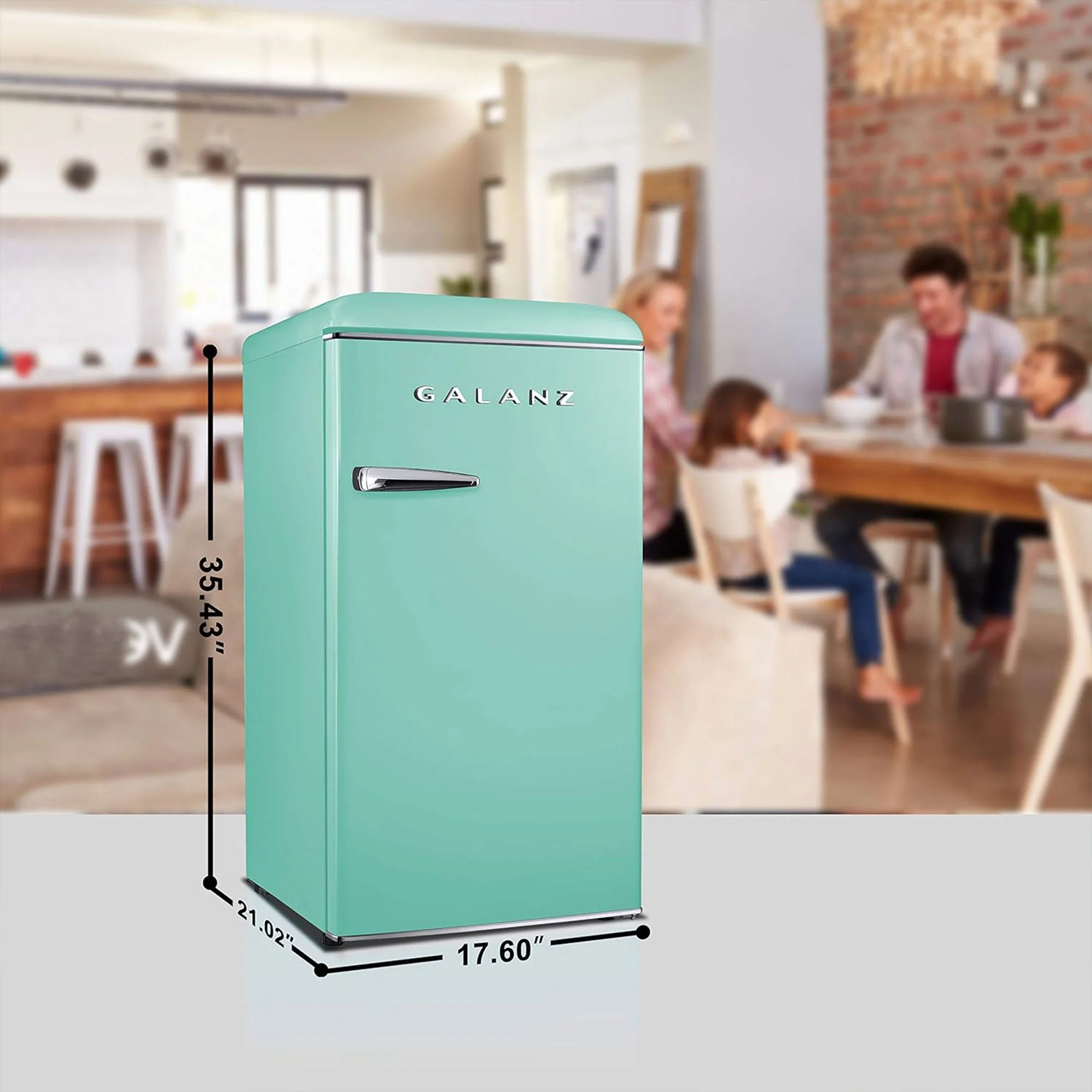 Galanz Retro Energy Efficient Compact Refrigerator w/Freezer, 3.3 Cu Ft, Green - Image 2