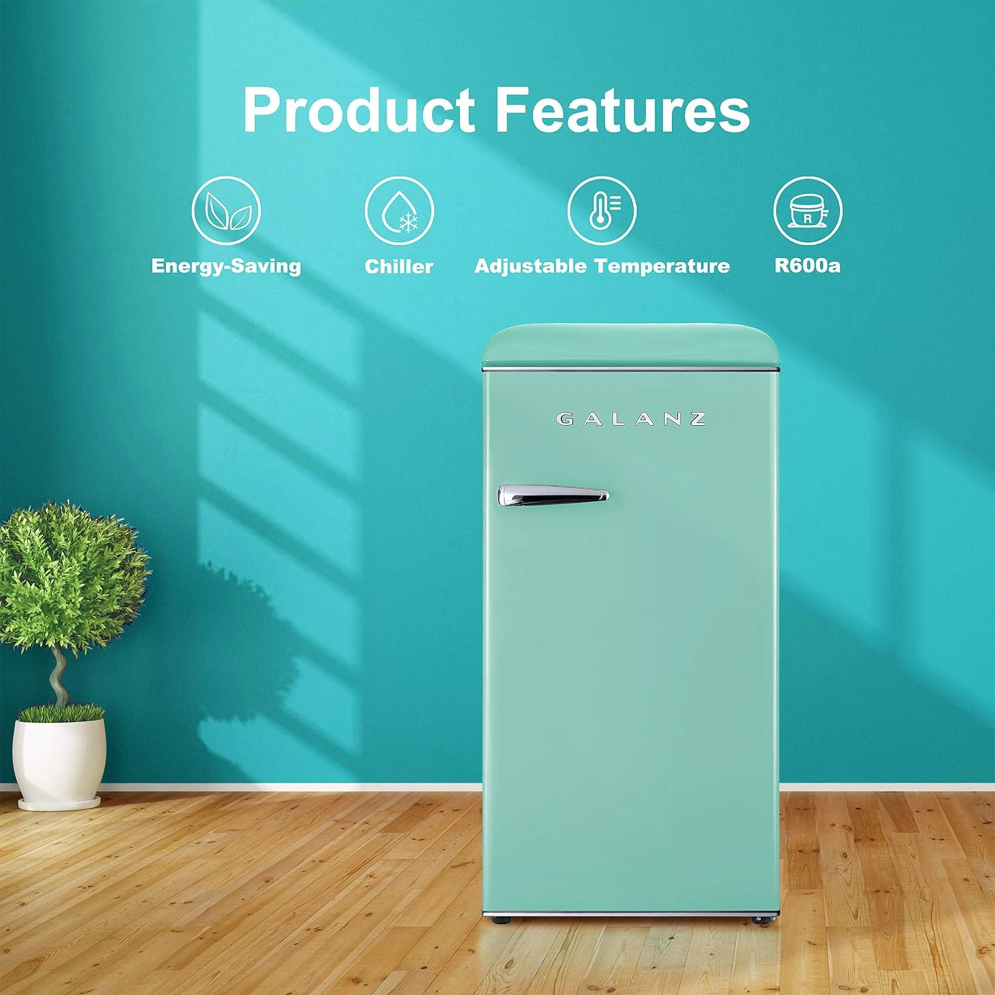 Galanz Retro Energy Efficient Compact Refrigerator w/Freezer, 3.3 Cu Ft, Green - Image 4
