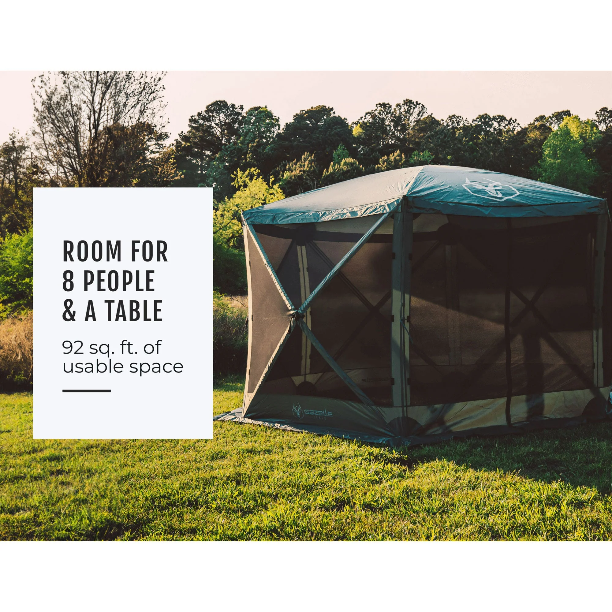 Gazelle GG601GR Pop Up Portable 8 Person Camping Gazebo Day Tent w/ Mesh Windows - Image 4