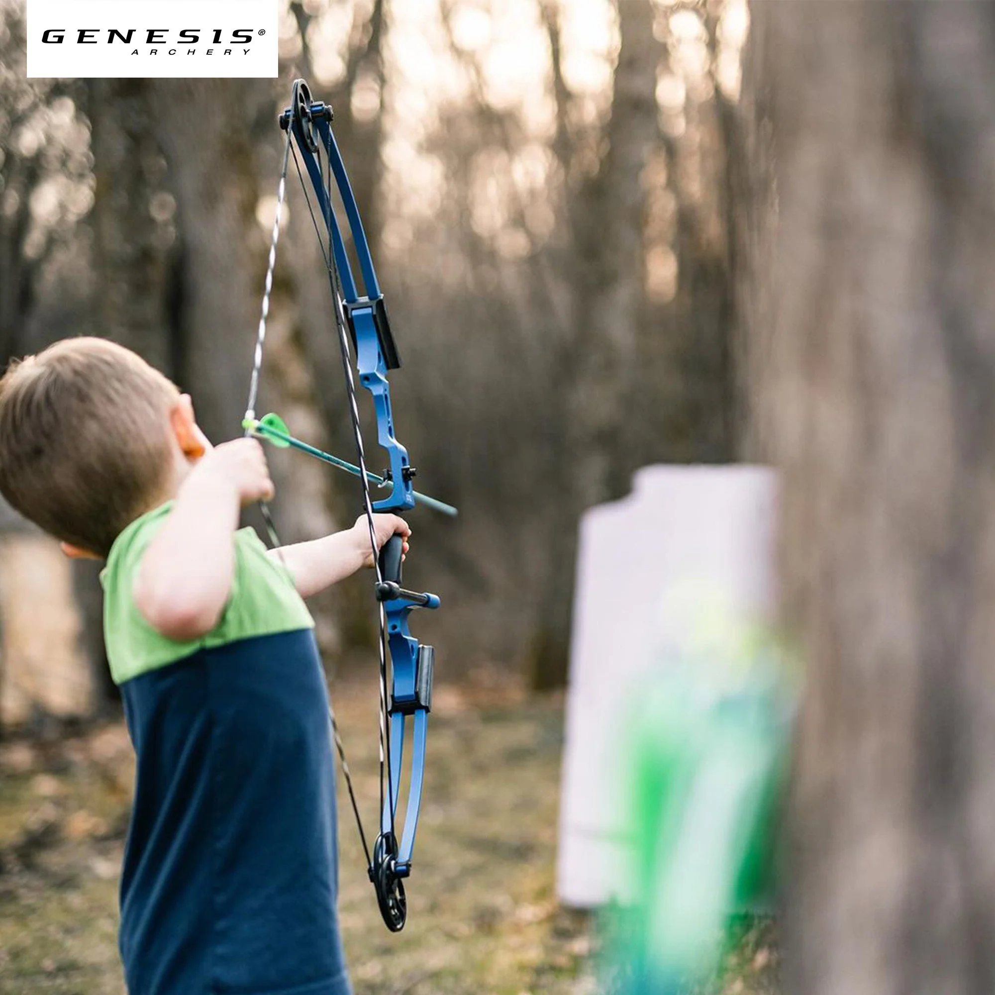 Genesis Mini, Youth Compound Bow & Arrow Kit with Quiver, Draw Hand-Left, Blue - Image 6