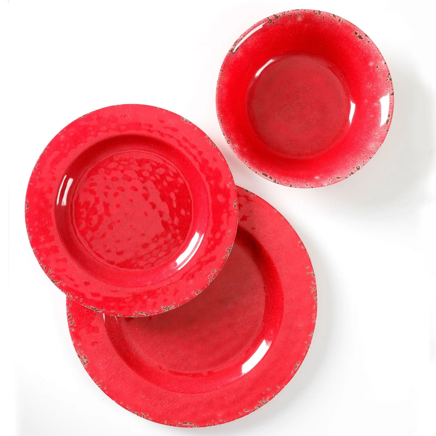 Gibson Studio California Mauna 12-Piece Durable Melamine Dinnerware Set, Red - Image 5