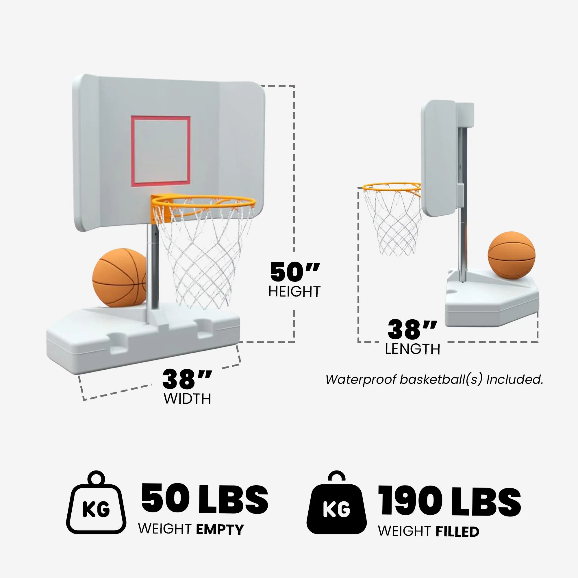 Good Ideas 15 Inch Pool Shot Wing It Pool Freestanding Basketball Hoop, White - Image 3