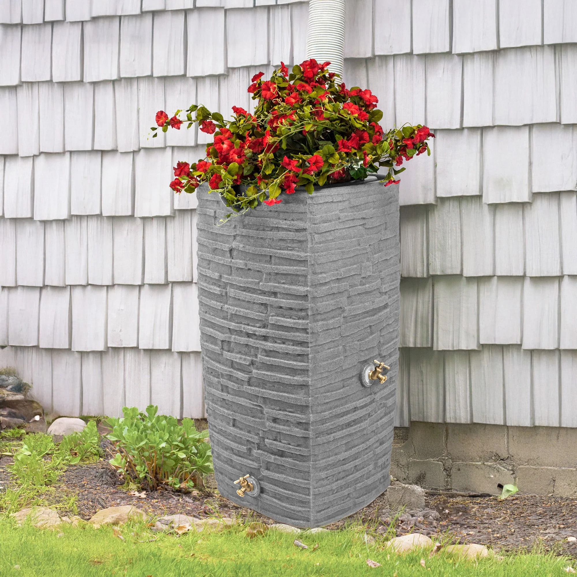 Good Ideas Impressions Riverwalk 50 Gallon Rain Saver, Dark Granite (4 Pack) - Image 5