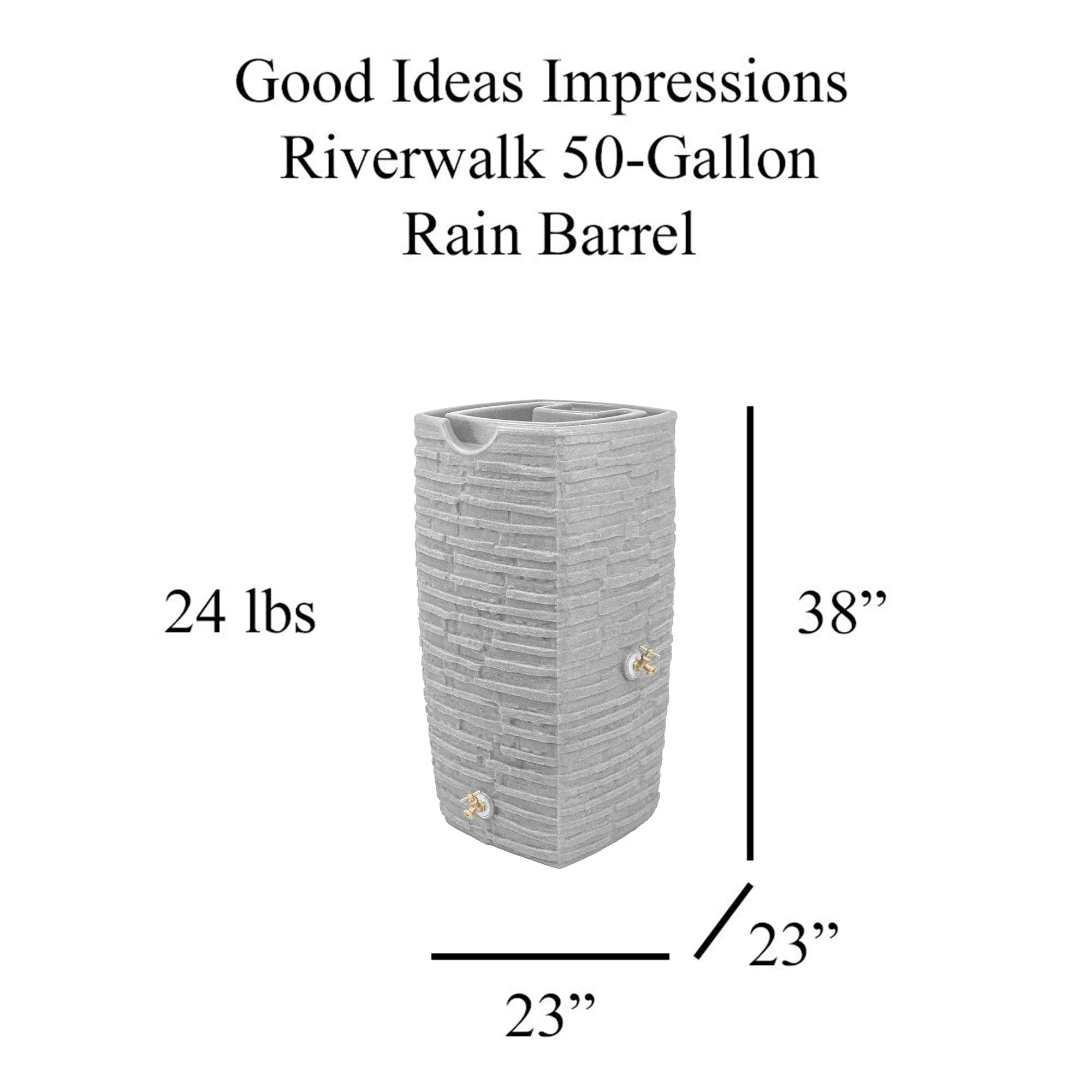 Good Ideas Impressions Riverwalk 50 Gallon Rain Saver, Light Granite (3 Pack) - Image 3