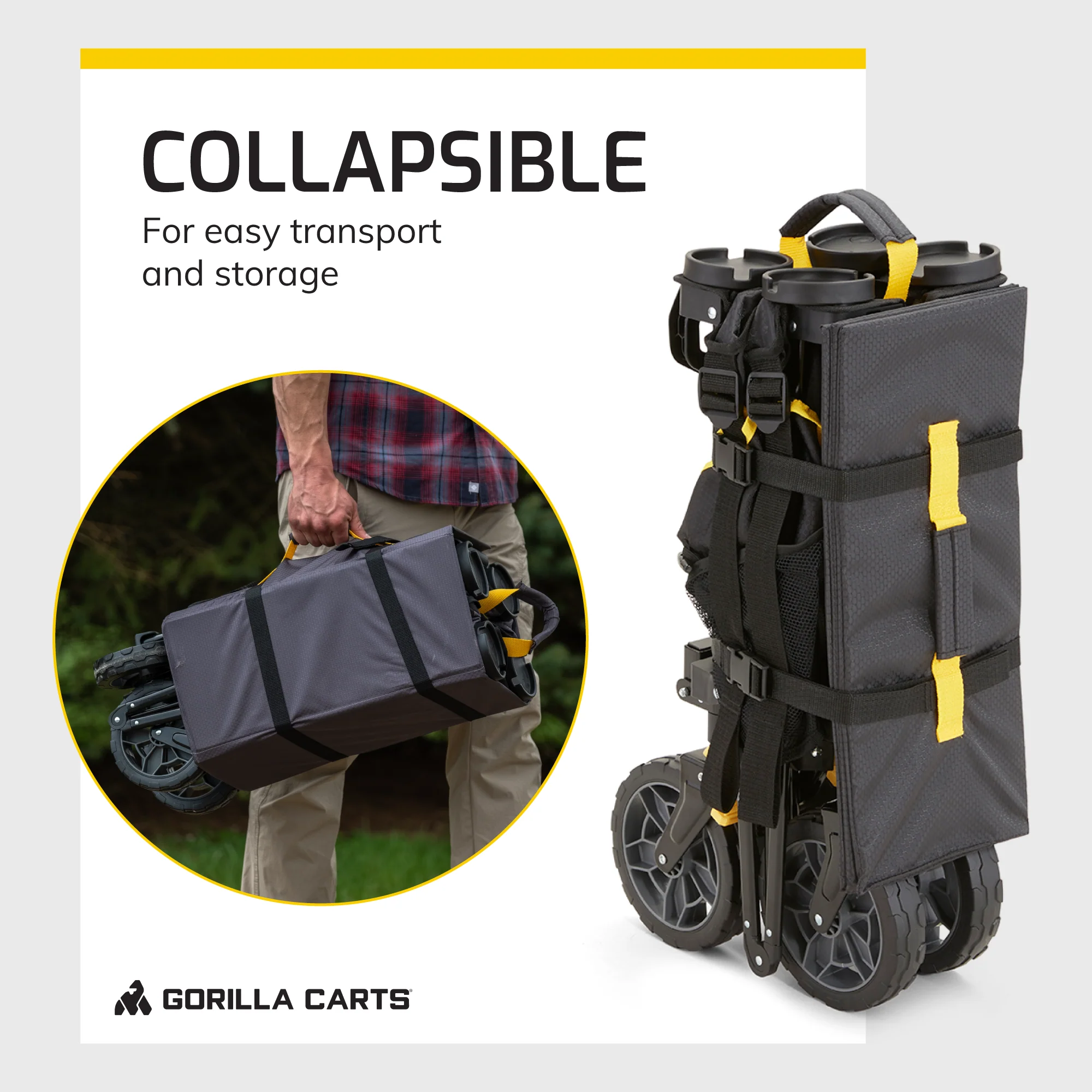 Gorilla Carts 7 Cu Ft Collapsible Utility Wagon,Oversize Bed, Black (4 Pack) - Image 4