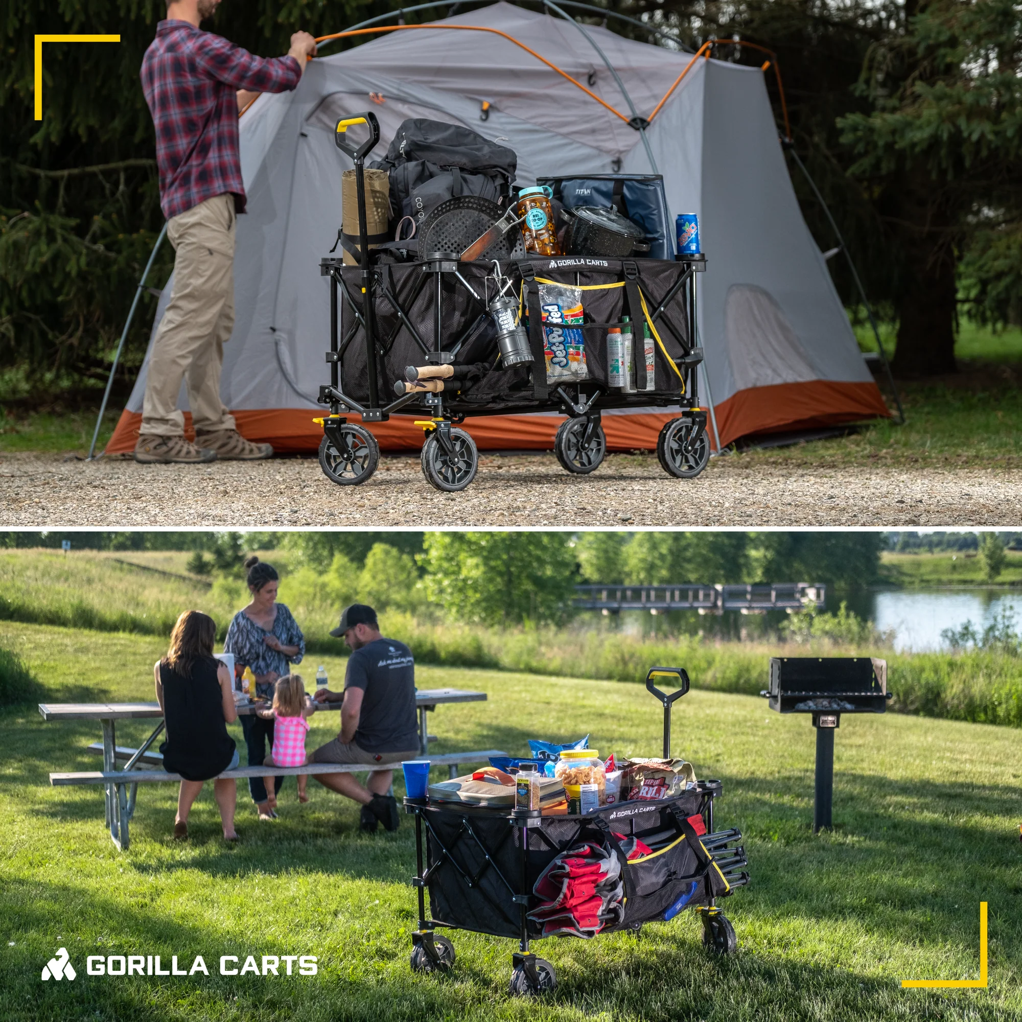 Gorilla Carts 7 Cu Ft Collapsible Utility Wagon,Oversize Bed, Black (4 Pack) - Image 6