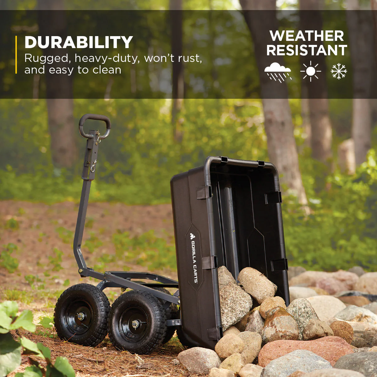 Gorilla Carts Poly Garden Dump Cart Camping Beach Wagon, 1200 Pound Capacity - Image 5