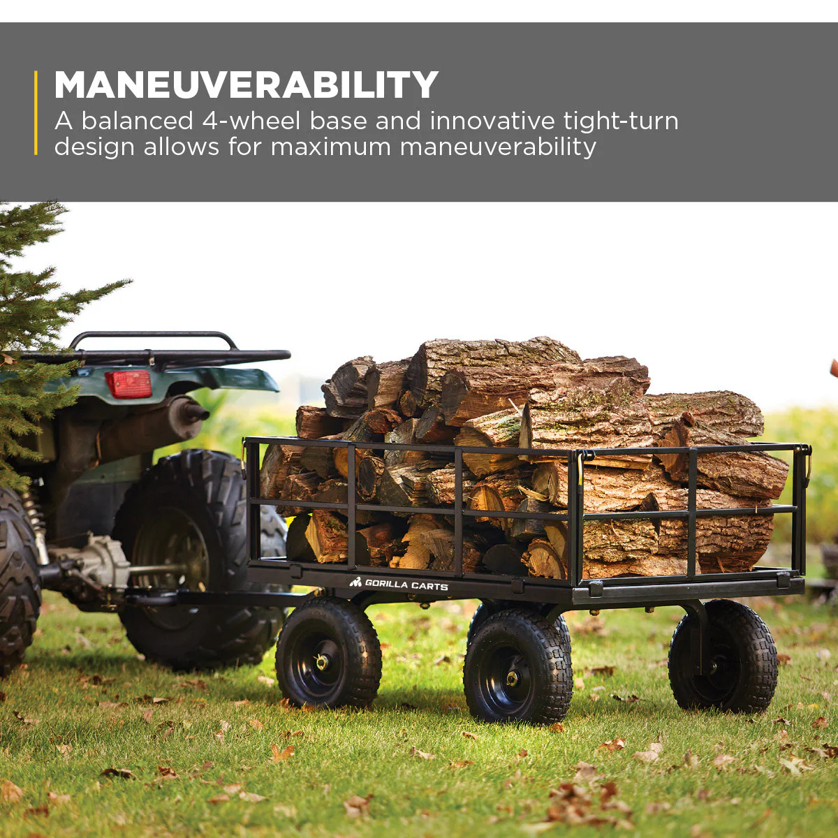 Gorilla Carts Steel Utility Cart, 9 Cubic Feet Garden Wagon with Removable Sides - Image 5