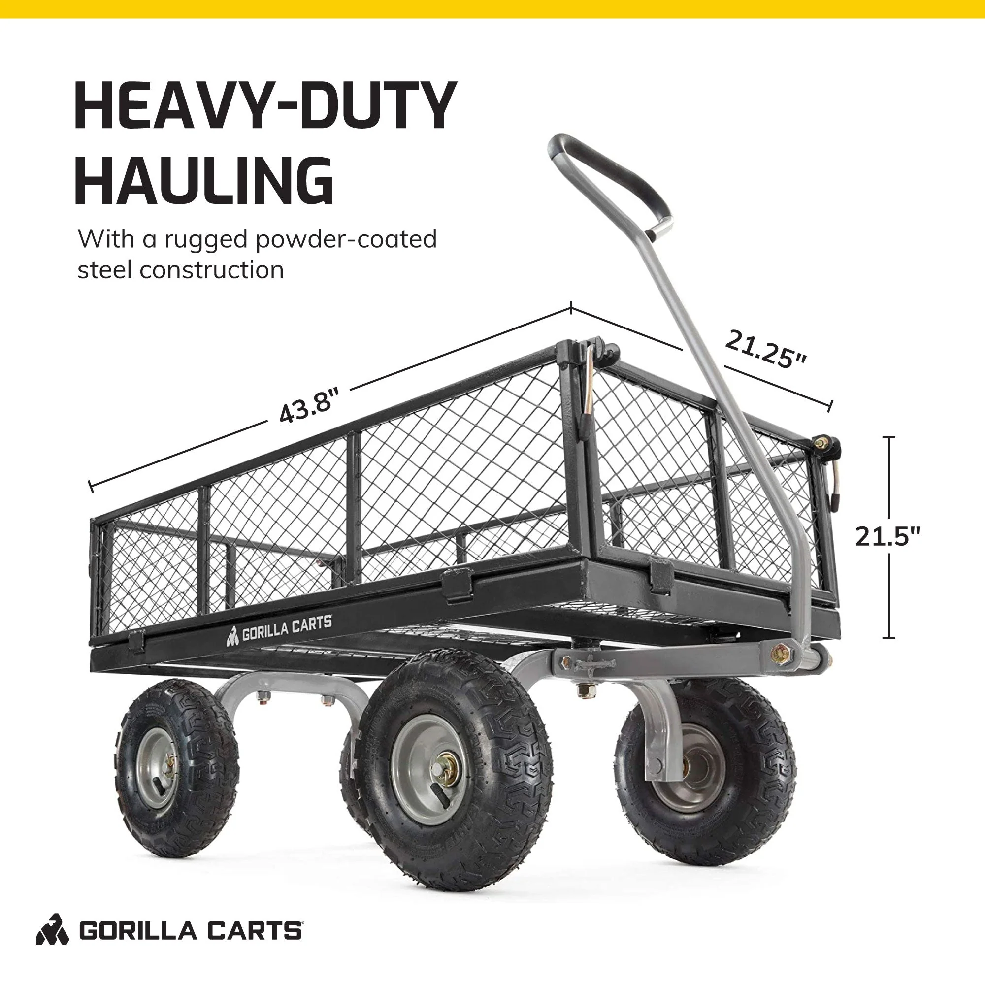 Gorilla Carts Steel Utility Cart Beach Wagon, 800 Pound Capacity, Gray (2 Pack) - Image 3