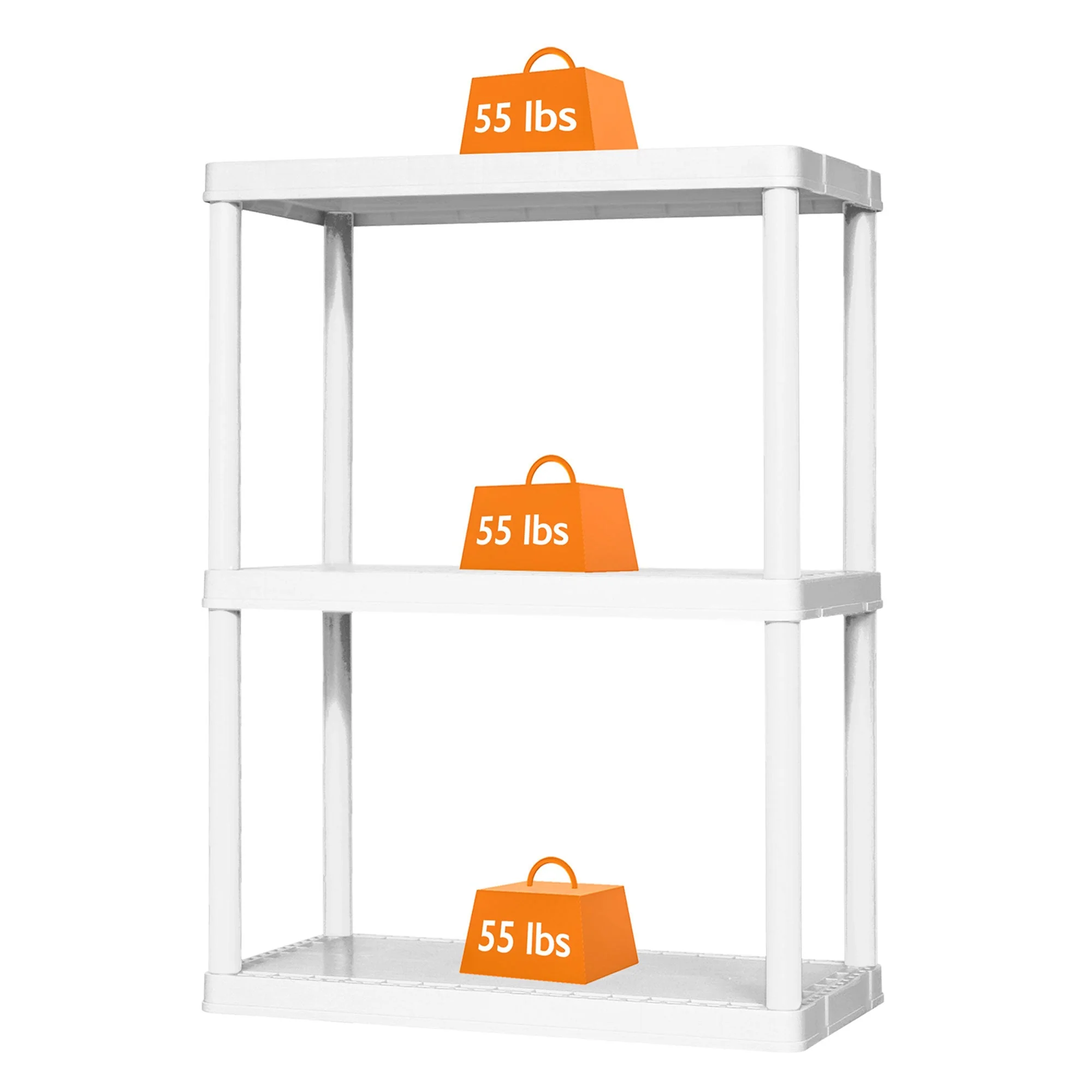 Gracious Living 3 Shelf Fixed Height Solid Light Duty Home Storage Unit, White - Image 6