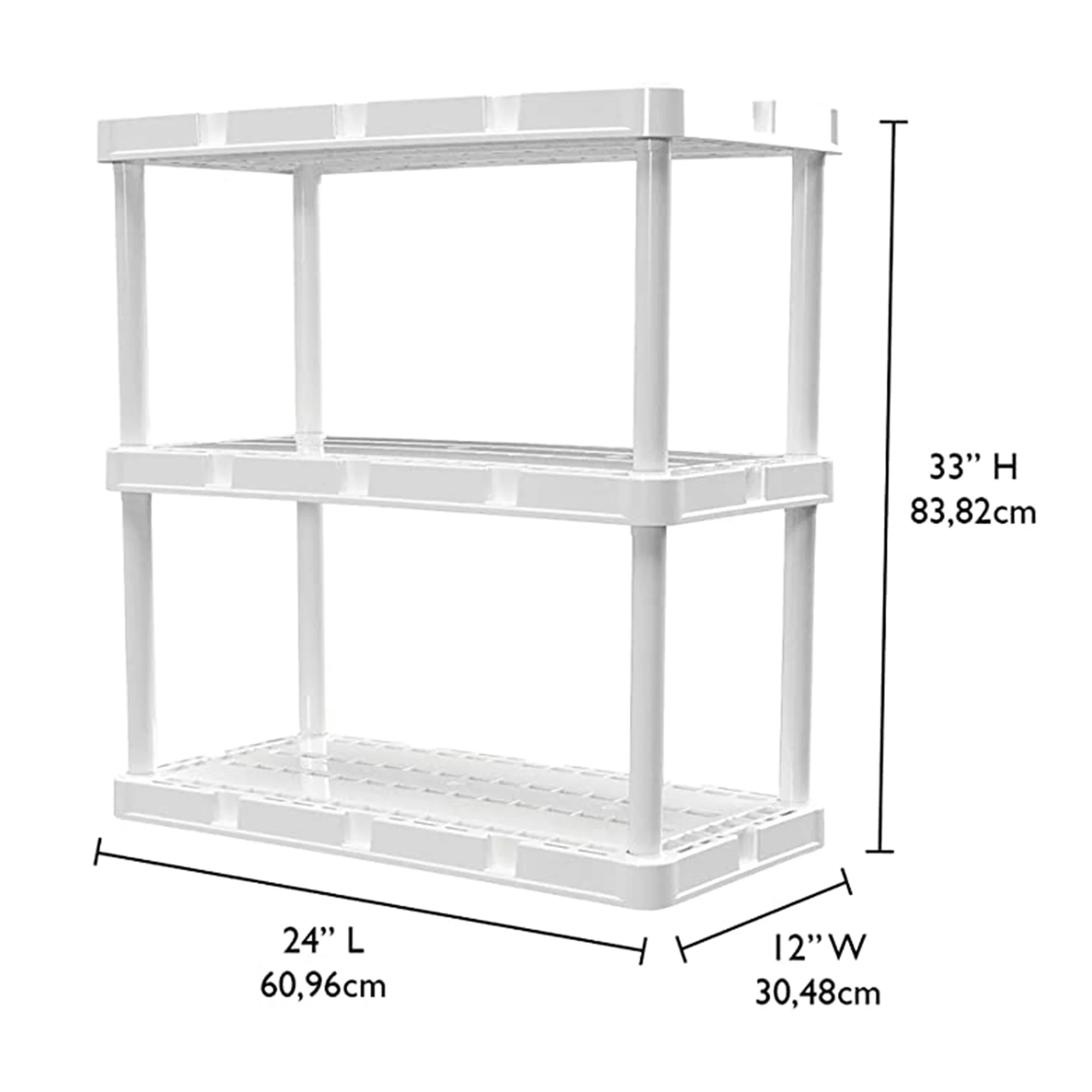 Gracious Living 3 Shelf Knect-A-Shelf Fixed Height Light Duty Storage Unit,White - Image 11