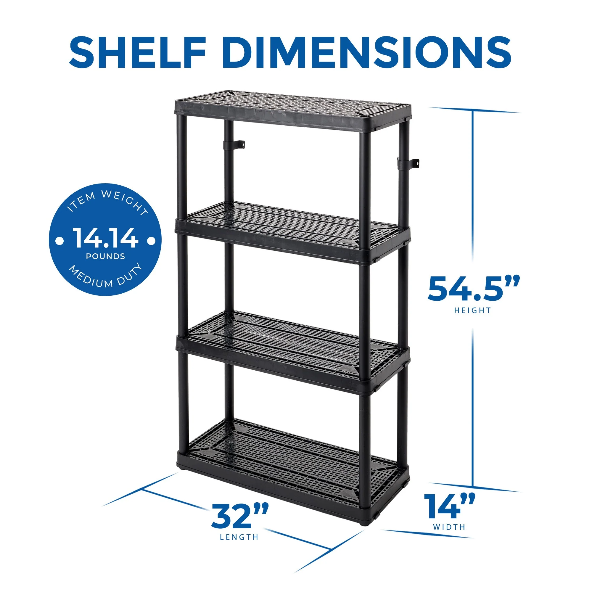Gracious Living 4 Shelf Fixed Height Medium Duty Storage Rack, 2 Pack, Black - Image 2