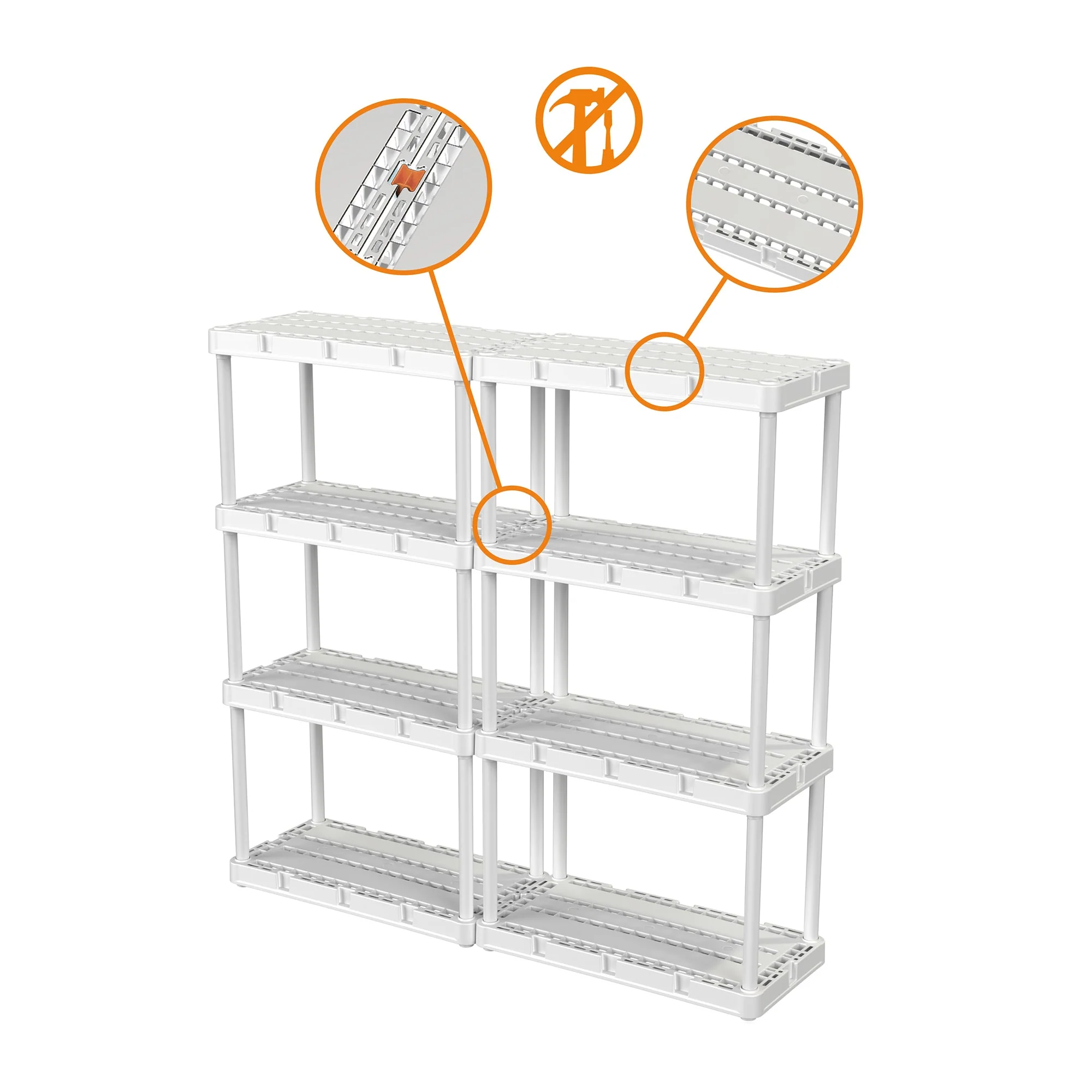 Gracious Living 4 Shelf Knect-A-Shelf Fixed Height Light Duty Storage Unit,White - Image 8