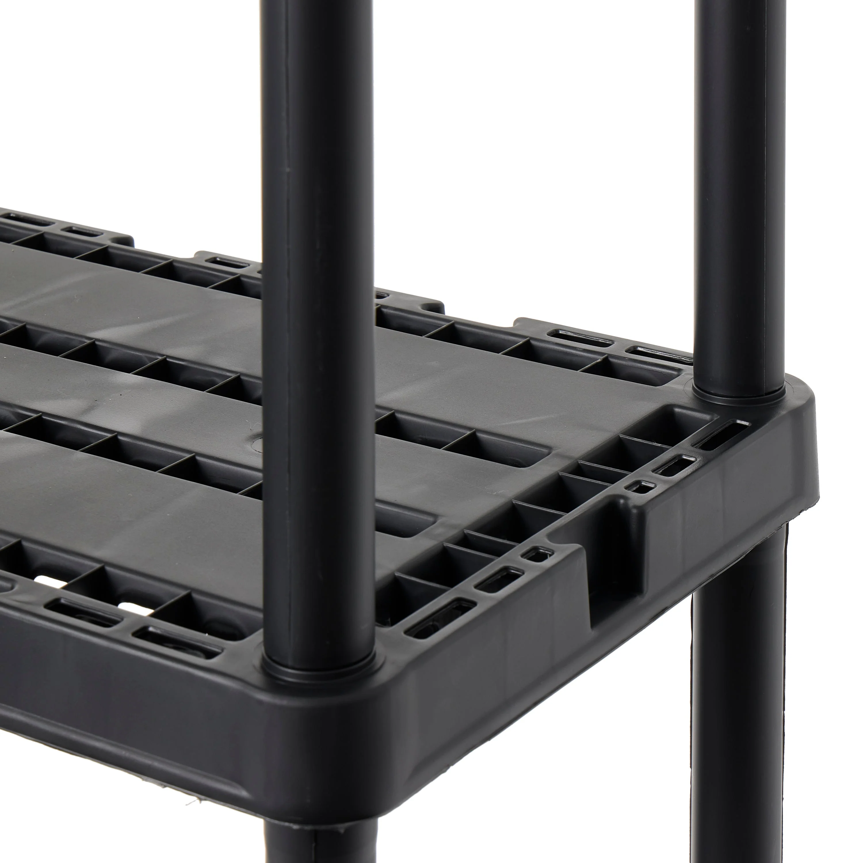 Gracious Living 4 Shelf Knect-A-Shelf Solid Light Duty Storage Unit, Black 3 Pck - Image 11