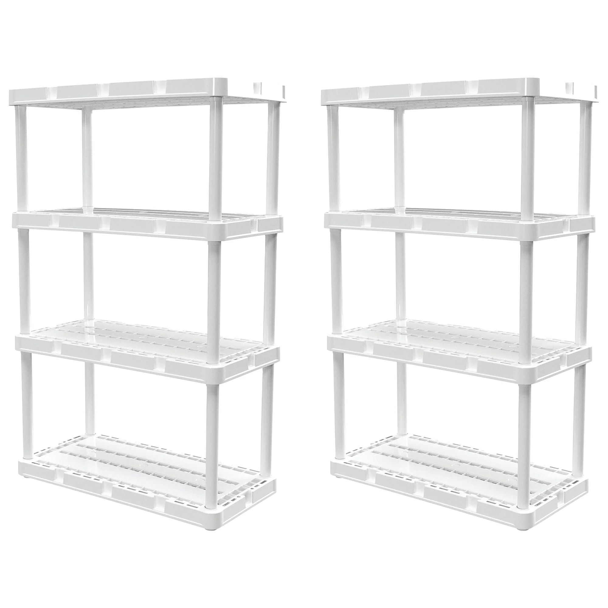 Gracious Living 4 Shelf Knect-A-Shelf Ventilated Storage Unit, White (2 Pack)