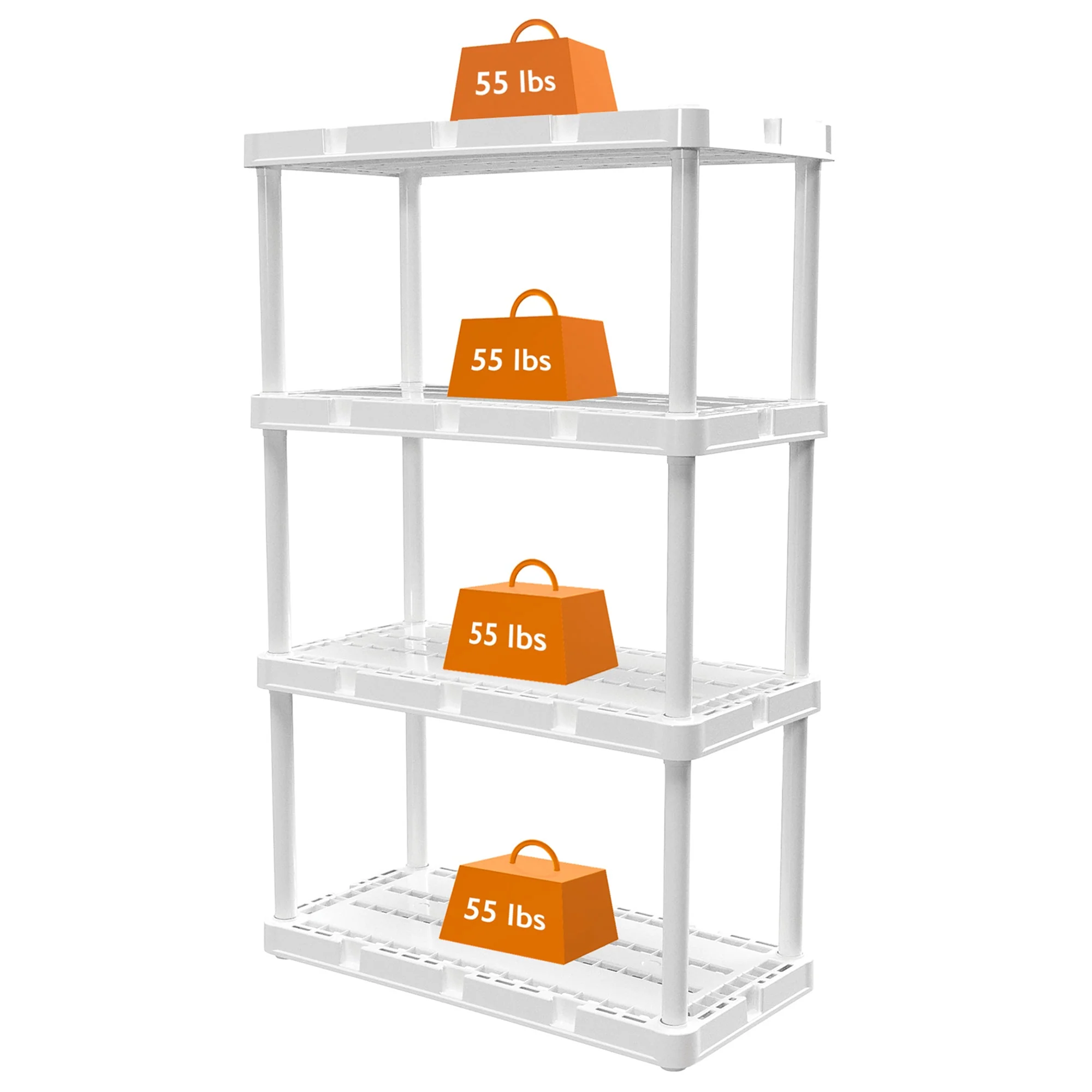 Gracious Living 4 Shelf Knect-A-Shelf Ventilated Storage Unit, White (2 Pack) - Image 8