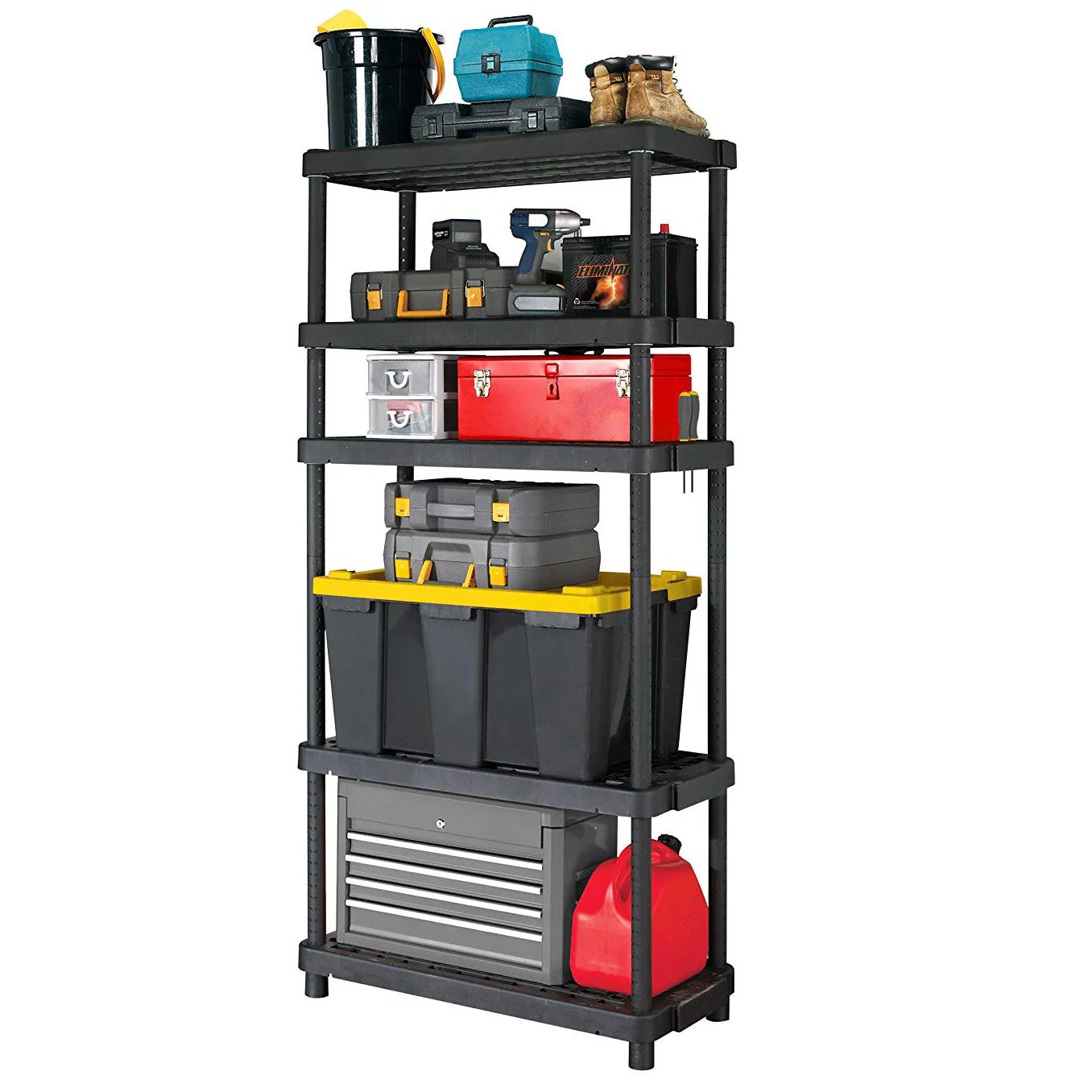 Gracious Living 5 Shelf Adjustable Ventilated Heavy Duty Shelving Unit, Black - Image 2