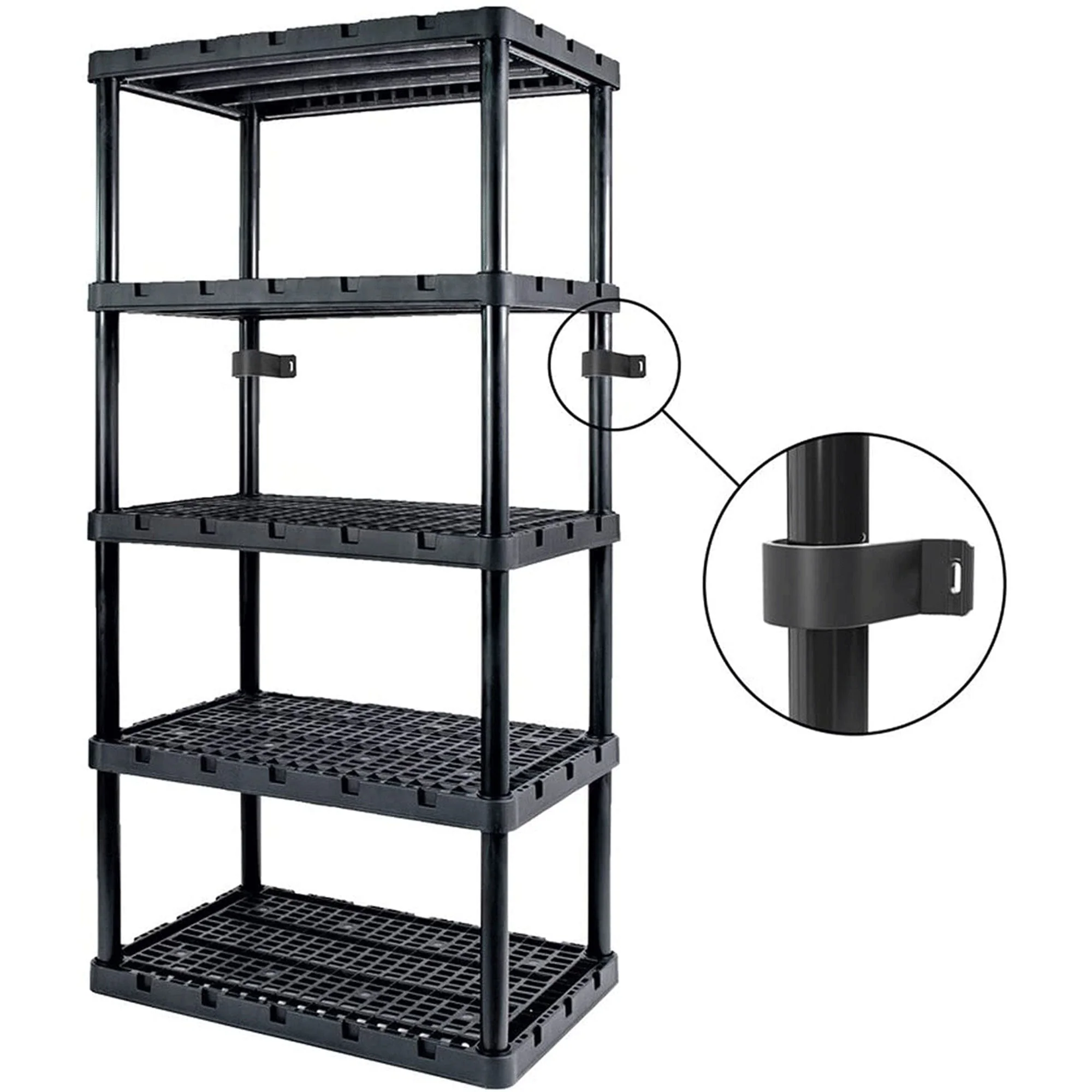Gracious Living 5 Shelf Adjustable Ventilated Medium Duty Shelving Unit, Black - Image 4