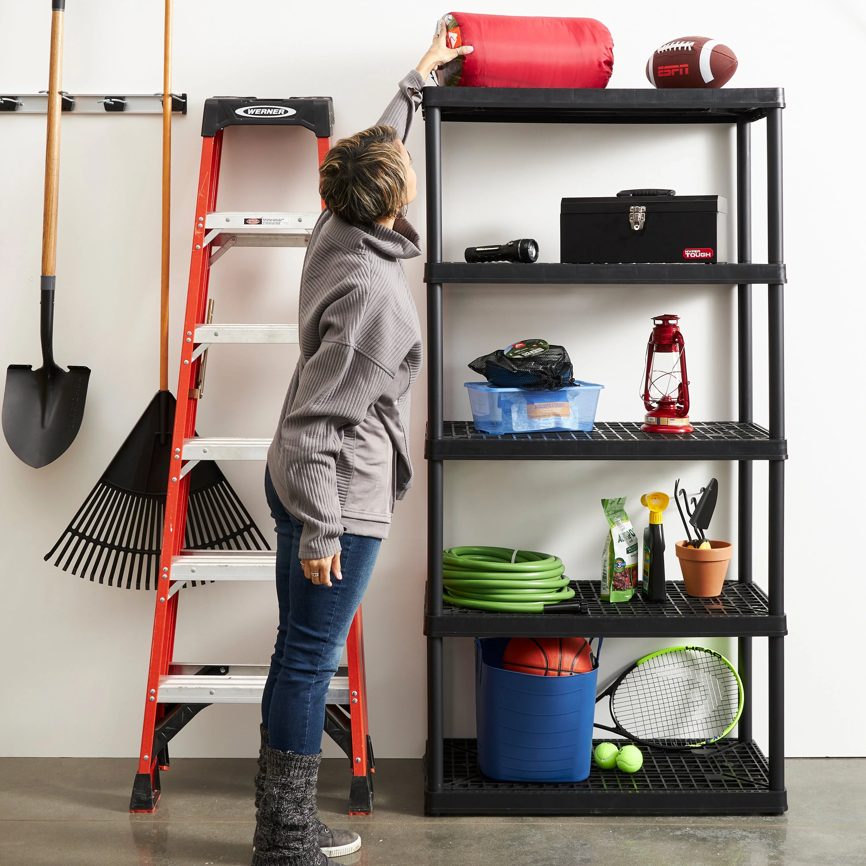 Gracious Living 5 Shelf Fixed Height Ventilated Heavy Duty Shelving Unit, Black - Image 4