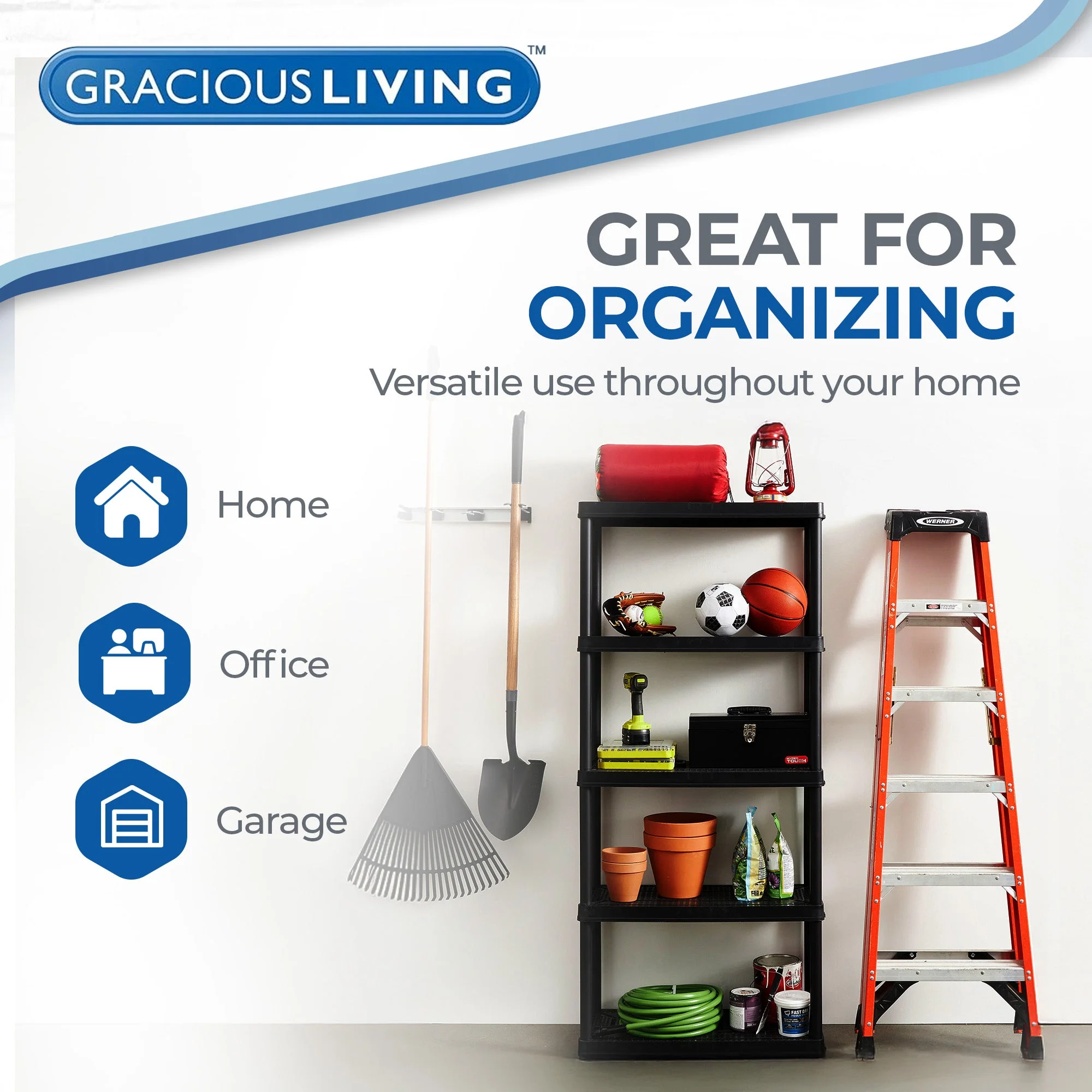 Gracious Living 5 Shelf Knect-A-Shelf Ventilated Heavy Duty Storage Unit, Black - Image 4