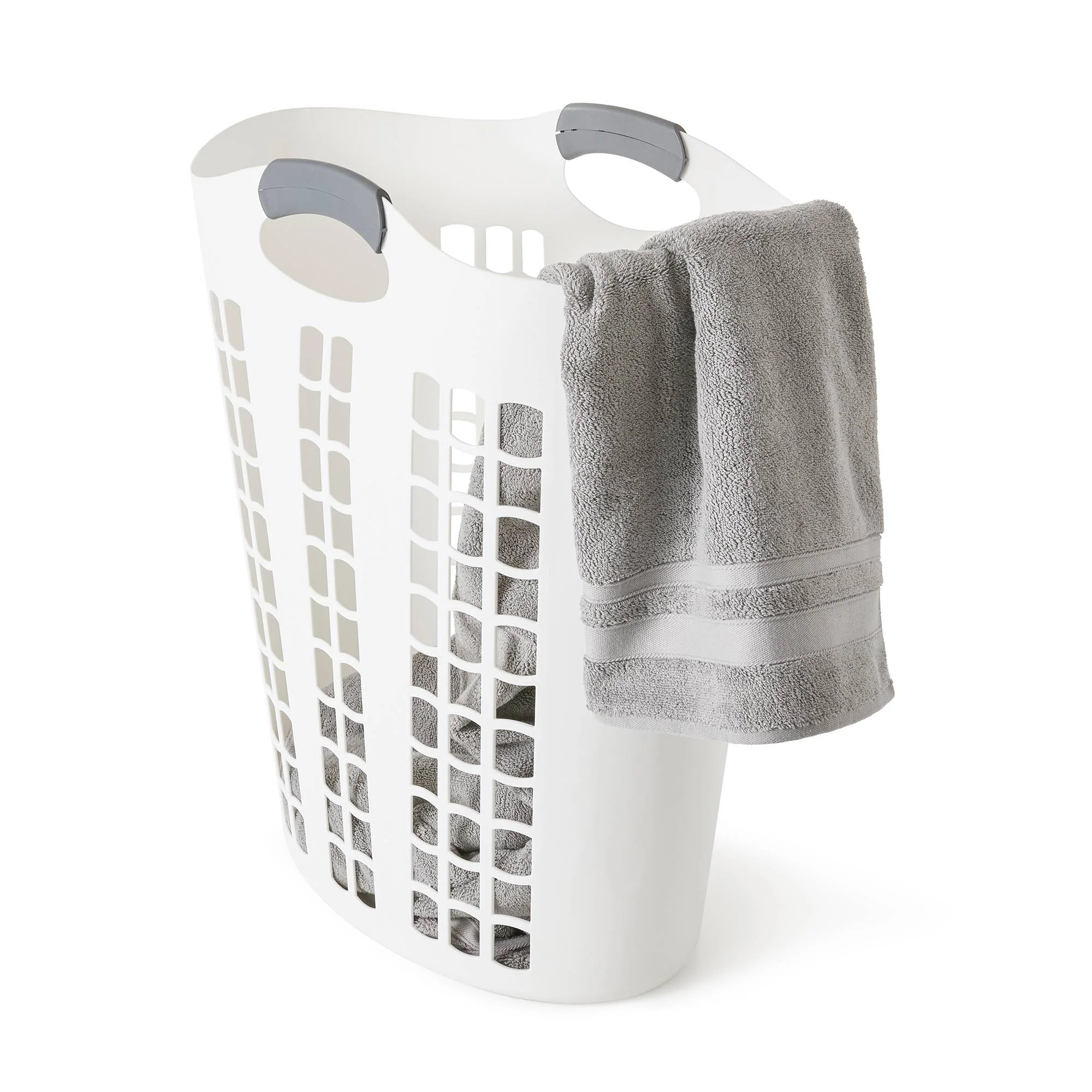 Gracious Living Easy Carry Flex Hamper Ventilated Laundry Basket, White (5 Pack) - Image 7