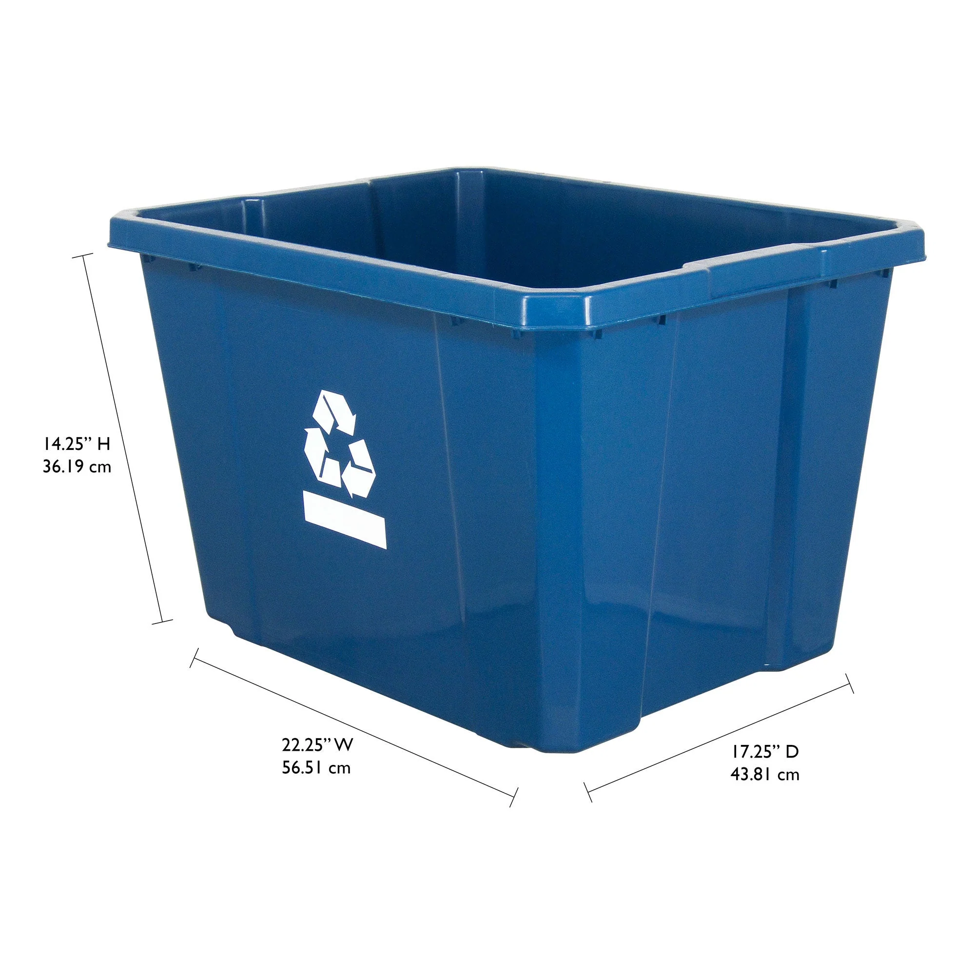 Gracious Living Medium Curbside Blue Box 17 Gallon Home Recycling Bin (12 Pack) - Image 3