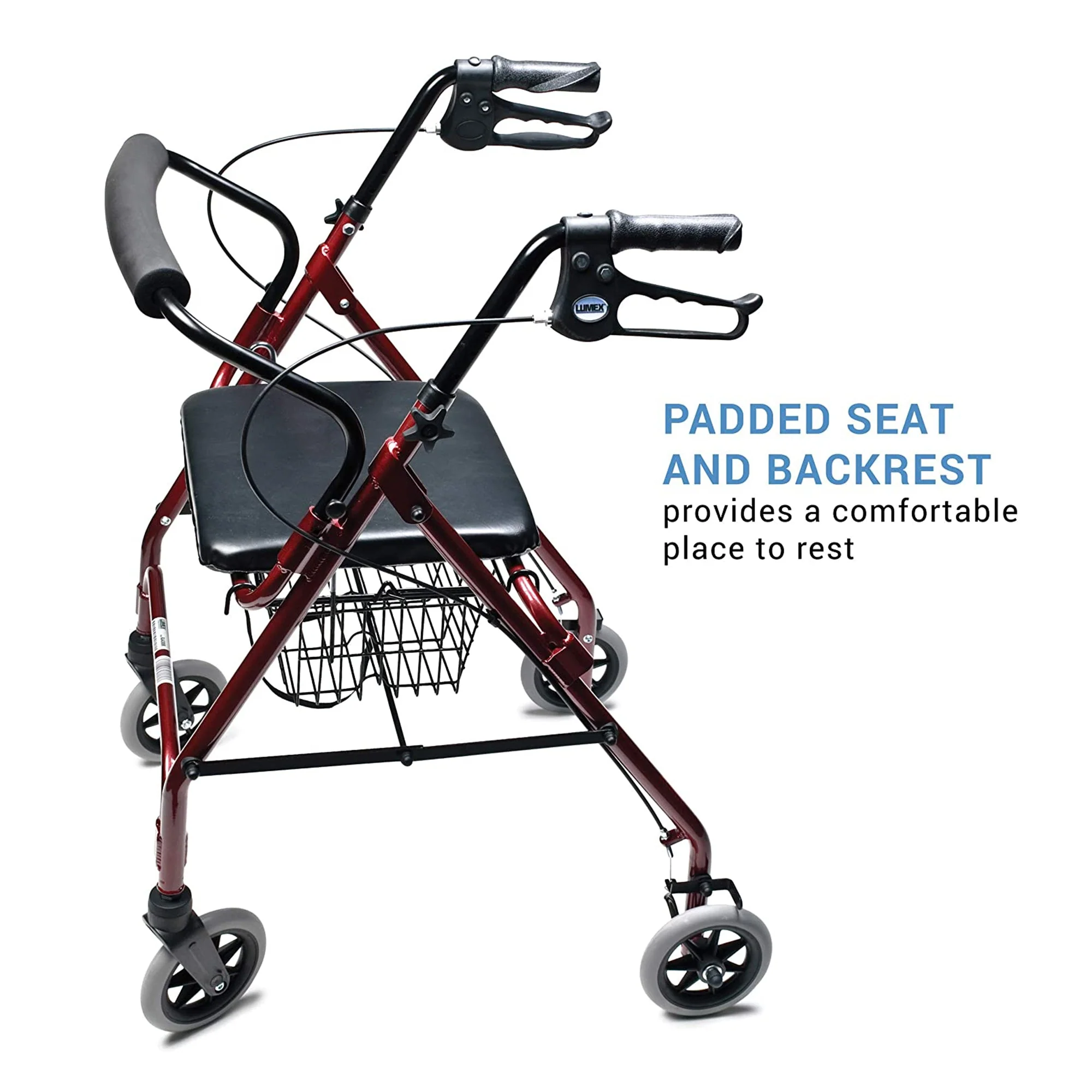 Graham Field Lumex Walkabout Lite Rollator with Seat and 6 Inch Wheels, Burgundy - Image 2