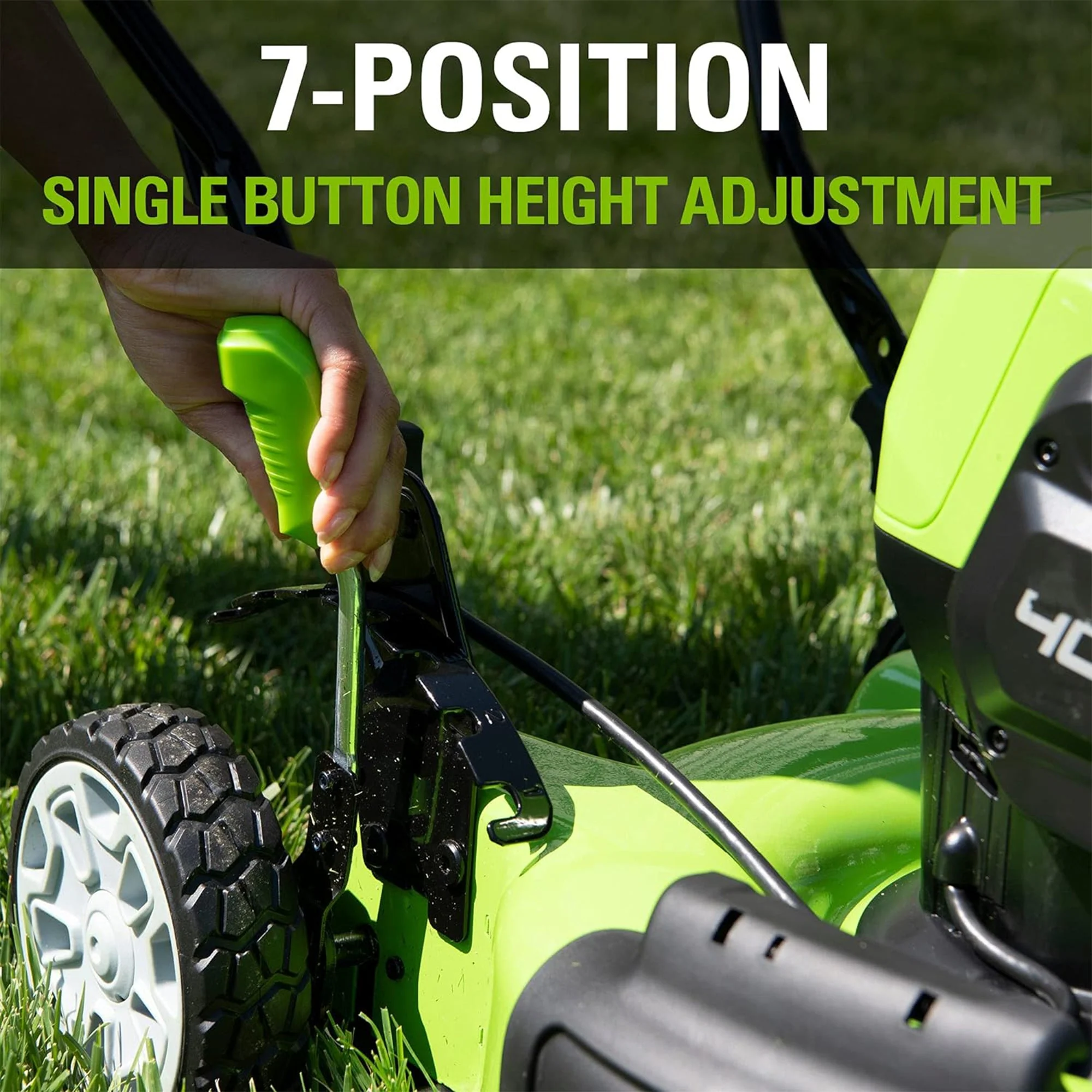 Greenworks 40V Cordless Battery Push Lawn Mower 4.0Ah 19" Deck, Charger Included - Image 9