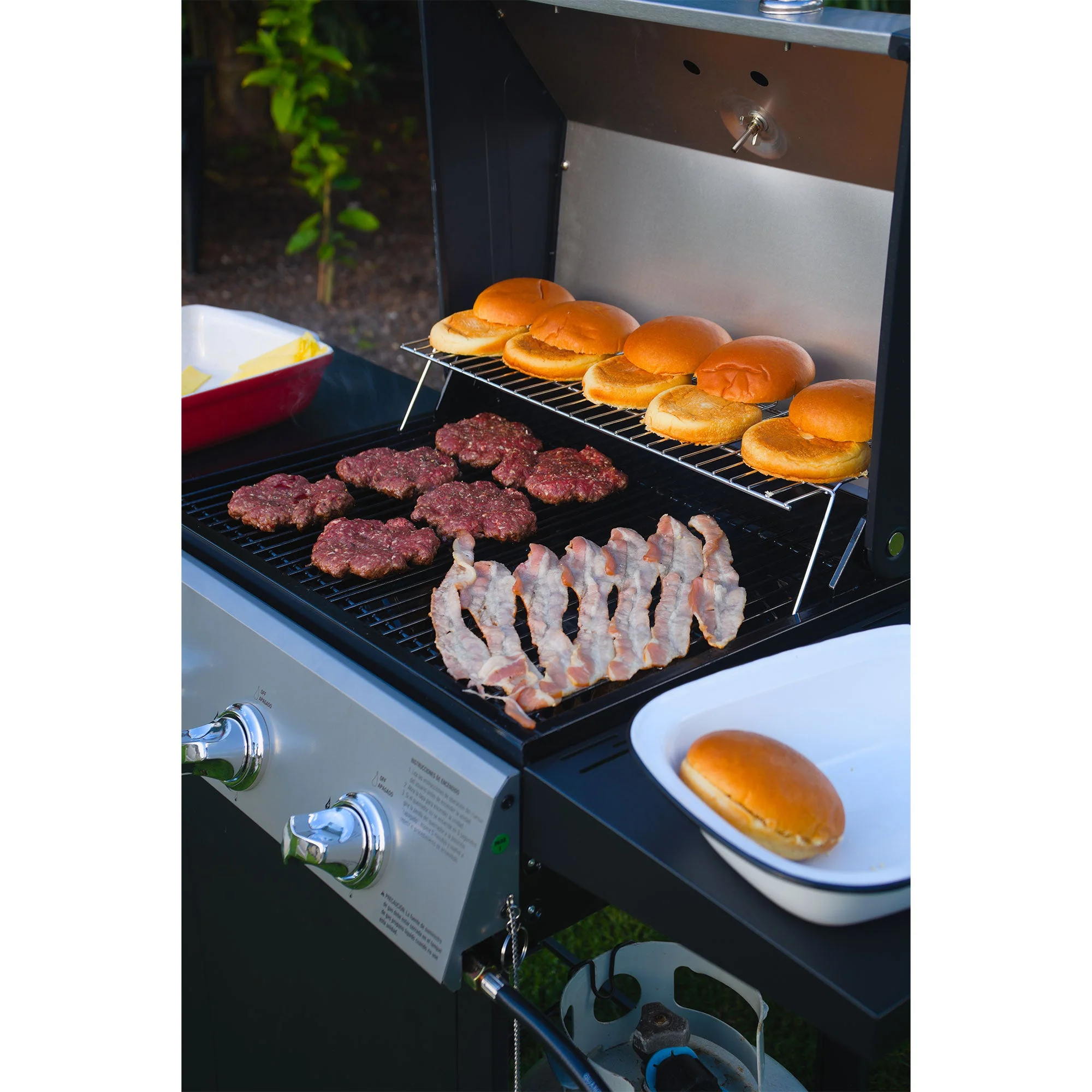 Grill Boss 27,000 BTU 3 Burner Propane Gas Grill w/Wheels, Cover, & Side Shelves - Image 3