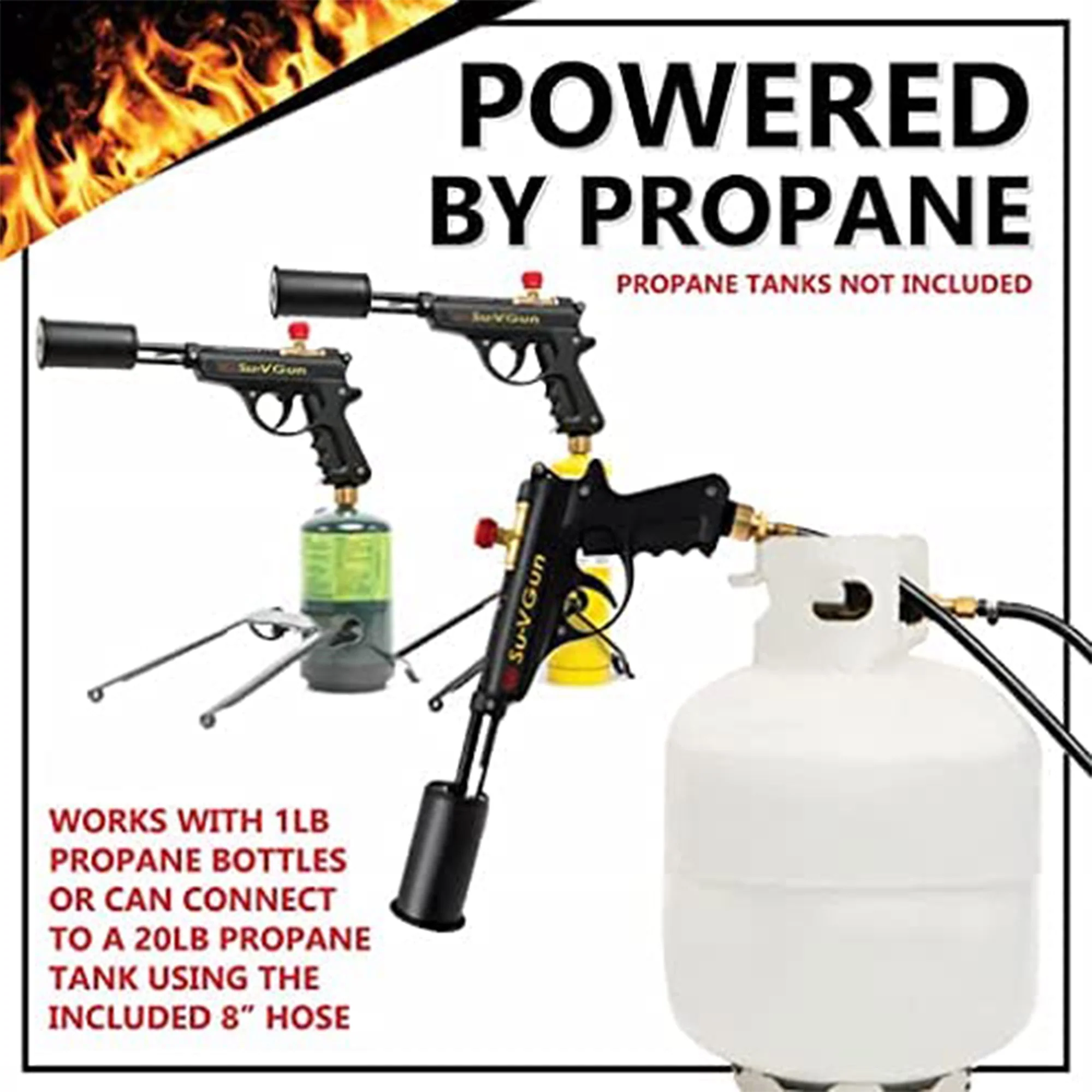 GrillBlazer SU-VGun Propane Torch Gun Set with 8 Inch Fuel Hose and Safety Stand - Image 5