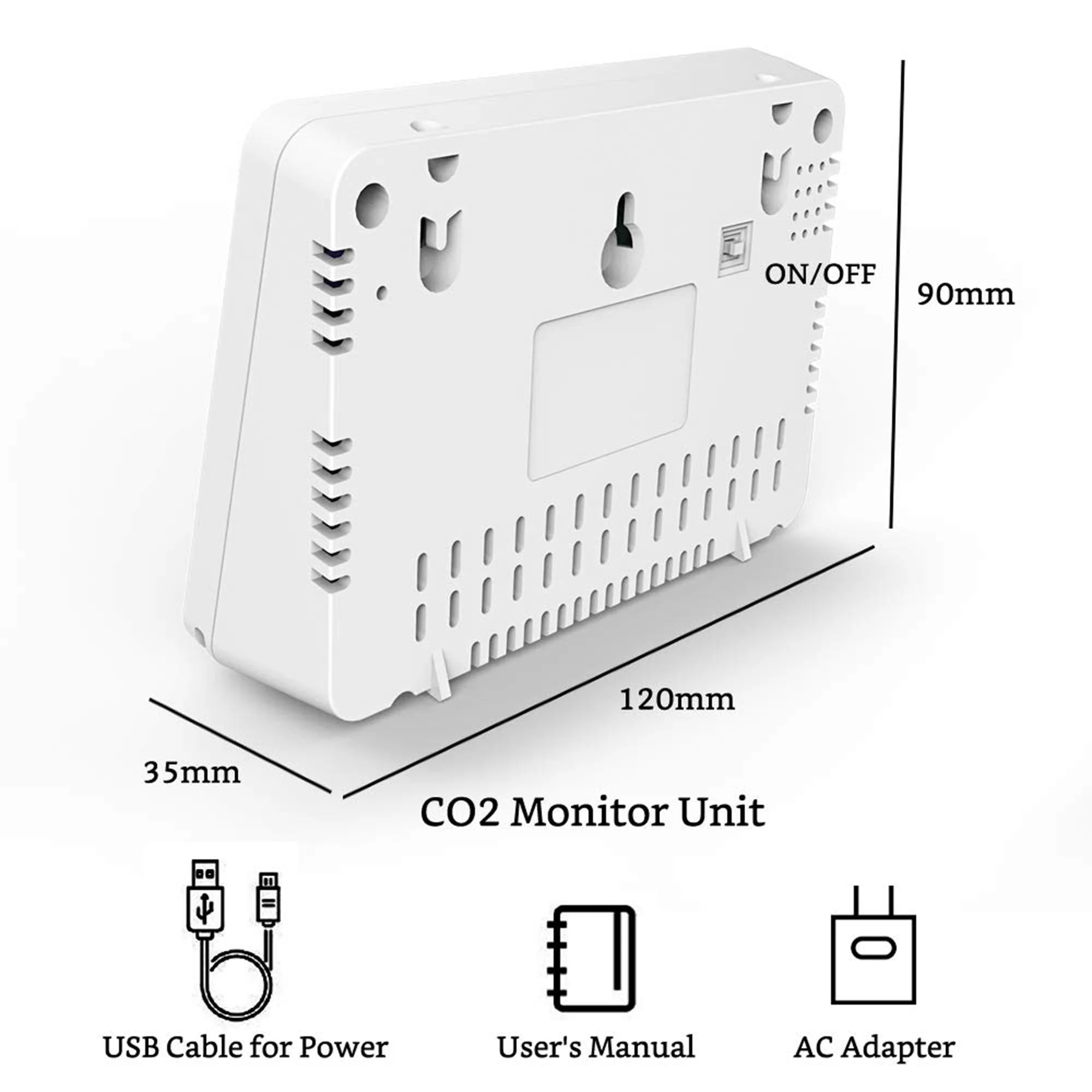 GZAIR 1T Portable Indoor Temperature & Relative Humidity Carbon Dioxide Detector - Image 7