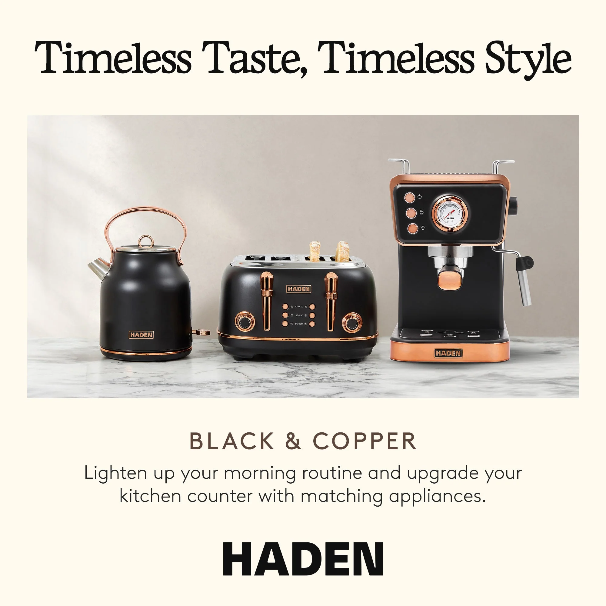 Haden Barista Brew Espresso Coffee Machine 20-Bar Espresso Maker, Black & Copper - Image 5