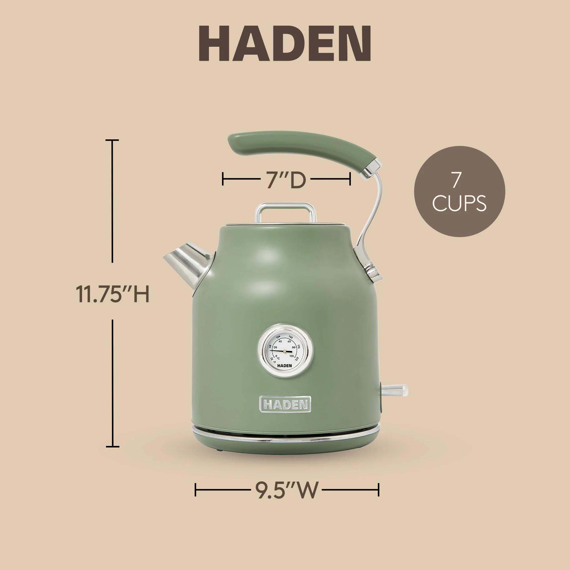 Haden Dorset 1.7 Liter Electric Water Kettle with 360-Degree Base, Cedar Green - Image 4