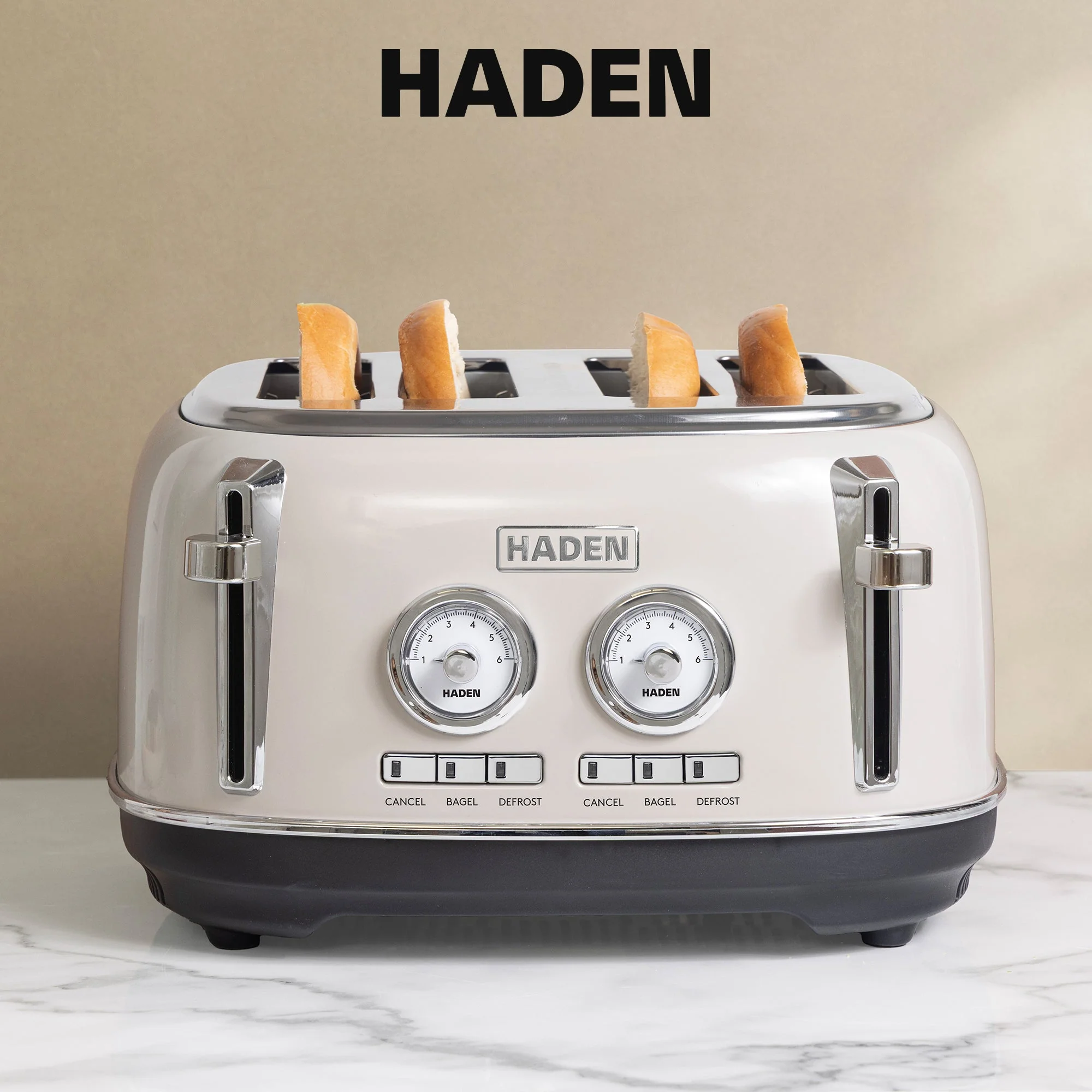 Haden Dorset 12 Cup Coffee Maker & 4 Slice Wide Slot Toaster, Putty & Chrome - Image 7