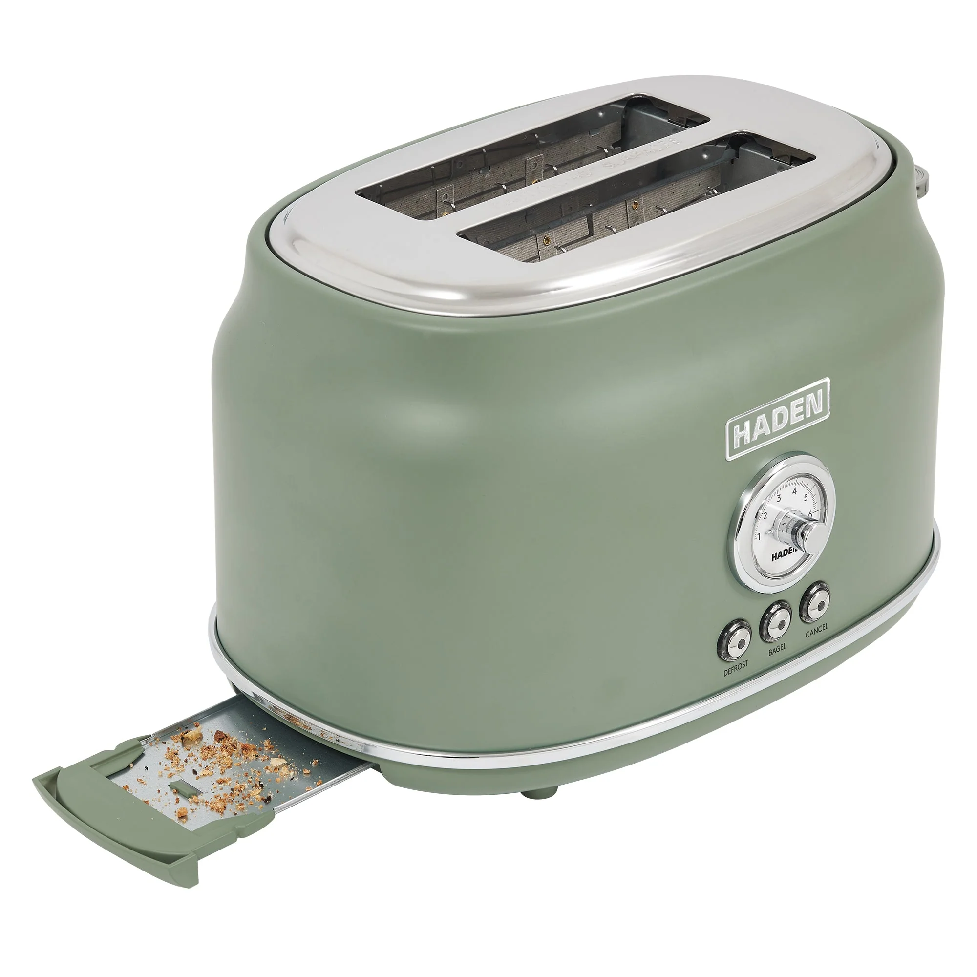 Haden Dorset 2 Slice Wide Slot Stainless Steel Toaster, Cedar Green & Chrome - Image 9