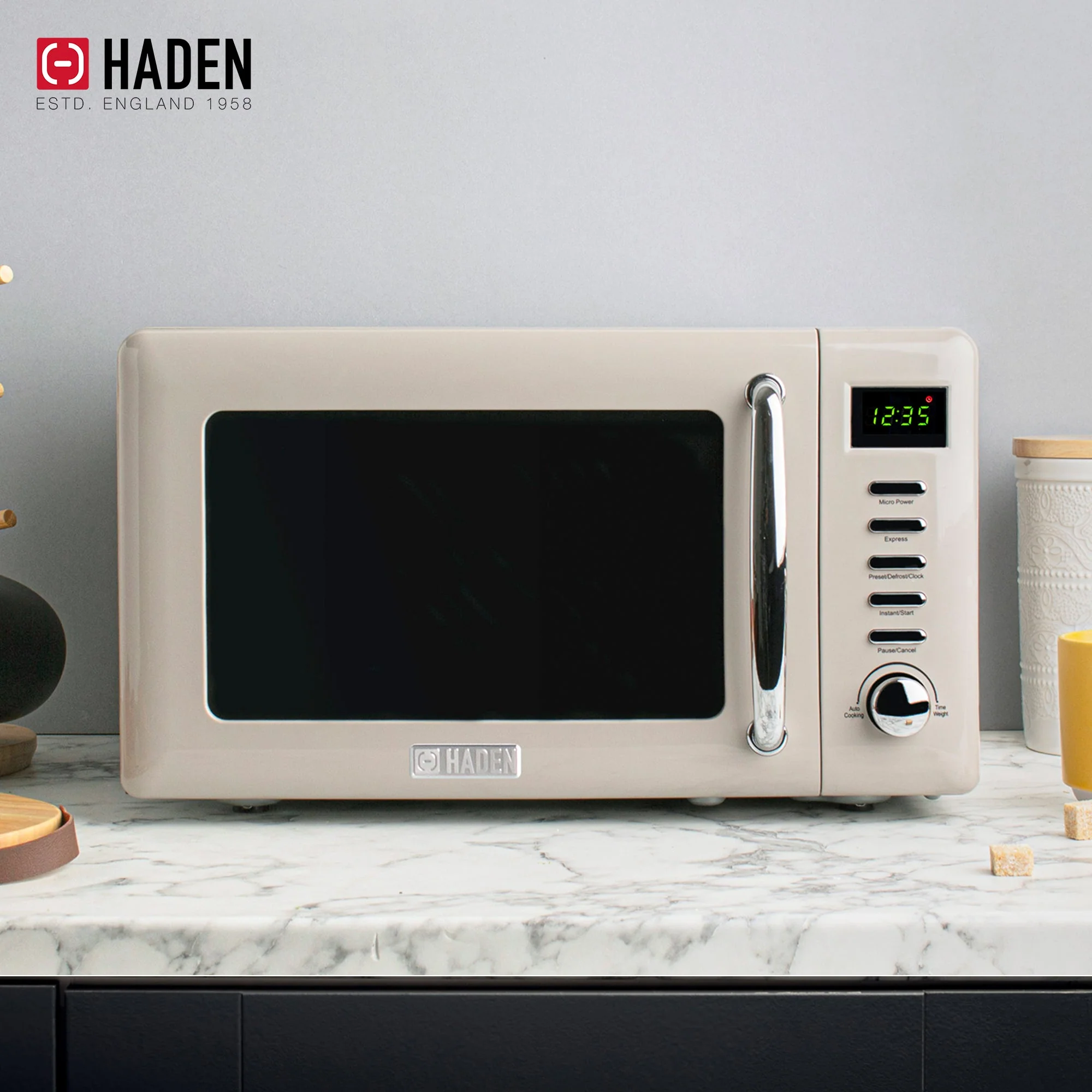 Haden Dorset Toaster & Kettle, Coffee Maker, and Cotswold Microwave, Putty Beige - Image 11