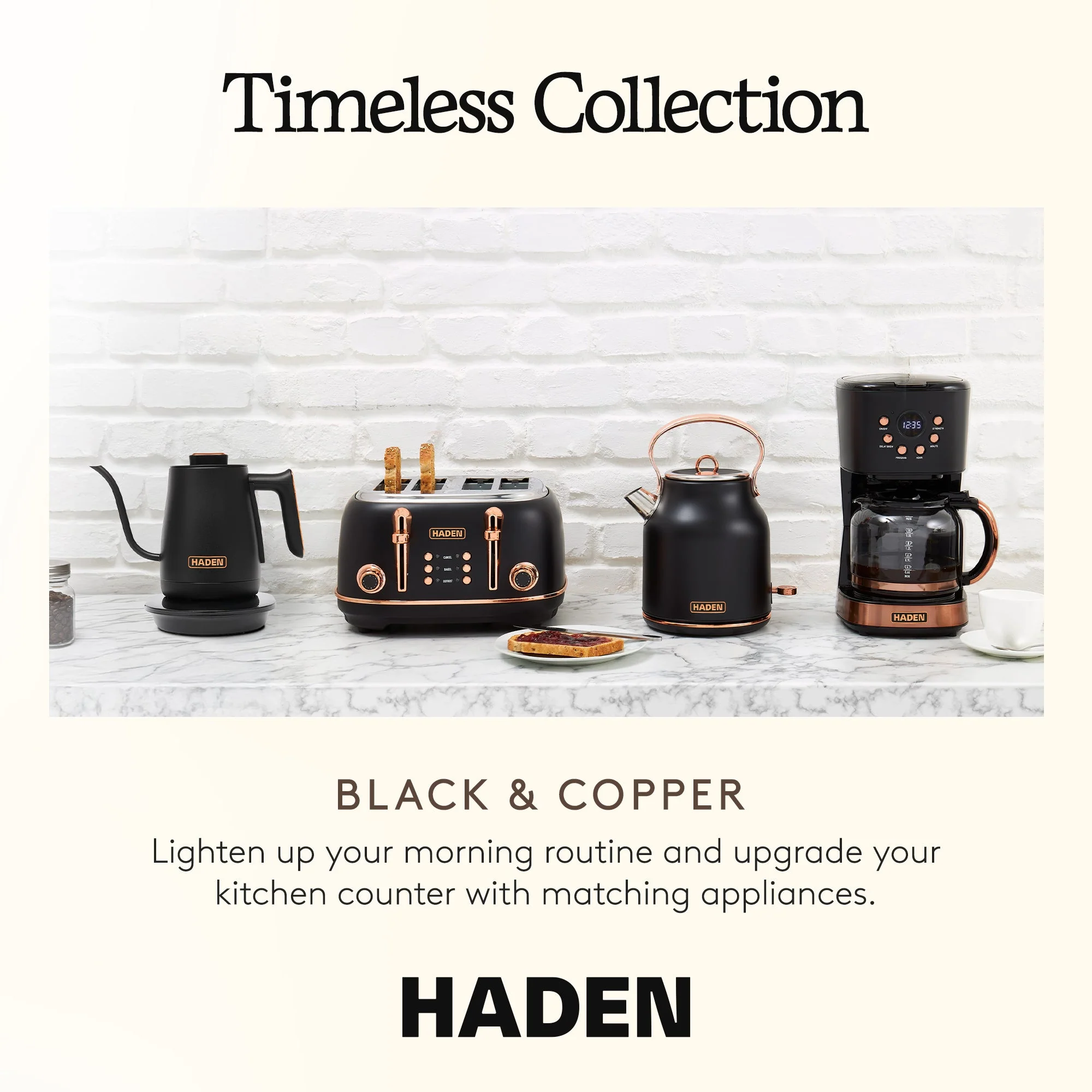 Haden Electric Tea Kettle, Gooseneck Hot Water Boiler, 0.6L Teapot, Black/Copper - Image 5