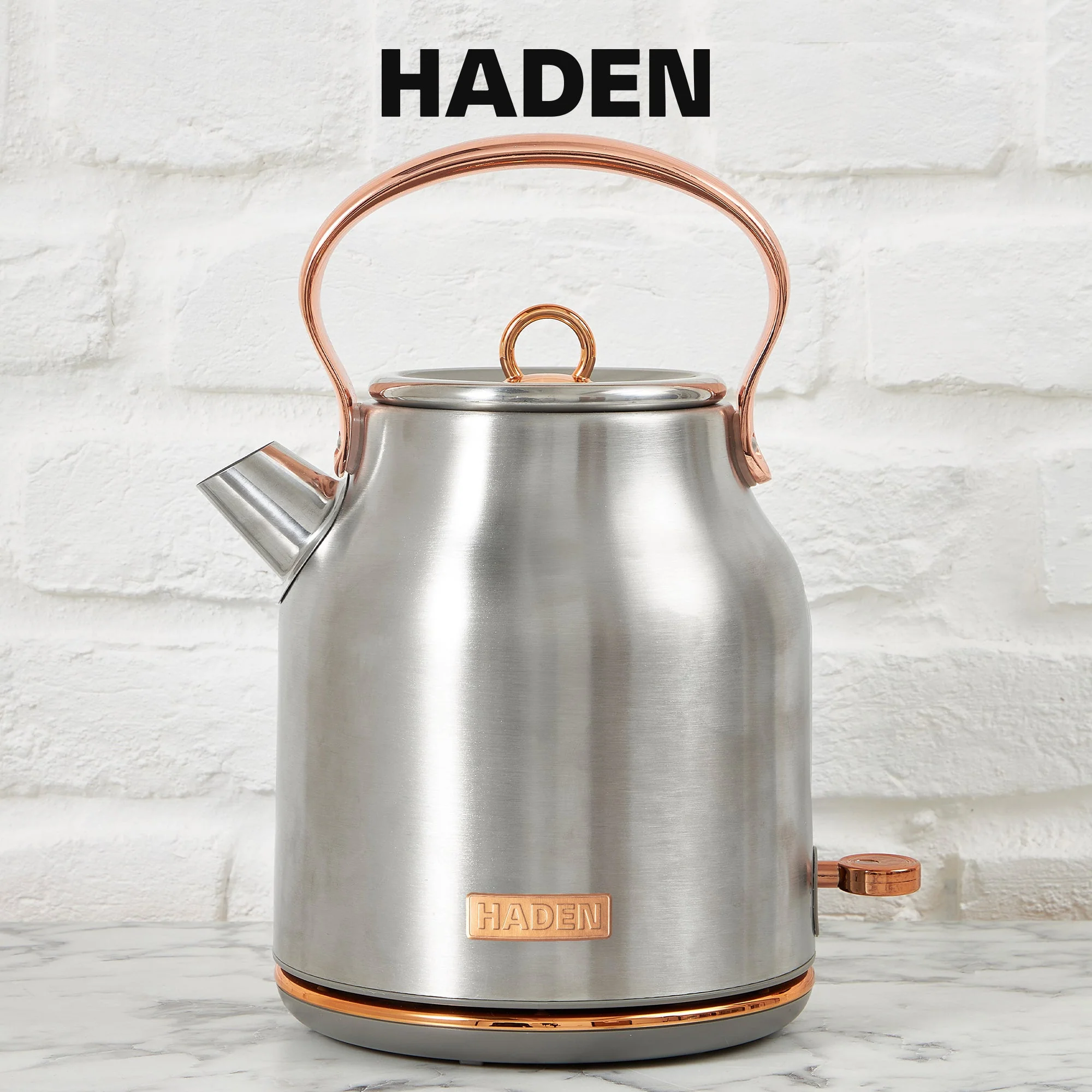 Haden Heritage 4 Slice Wide Slot Toaster & Electric Water Kettle, Steel & Copper - Image 7
