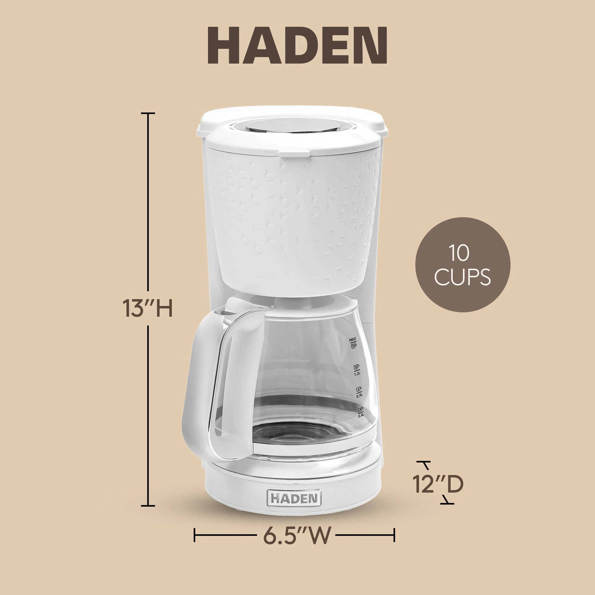 Haden Starbeck Coffee Machine, 10 Cup Automatic Coffee Maker, White & Chrome - Image 4